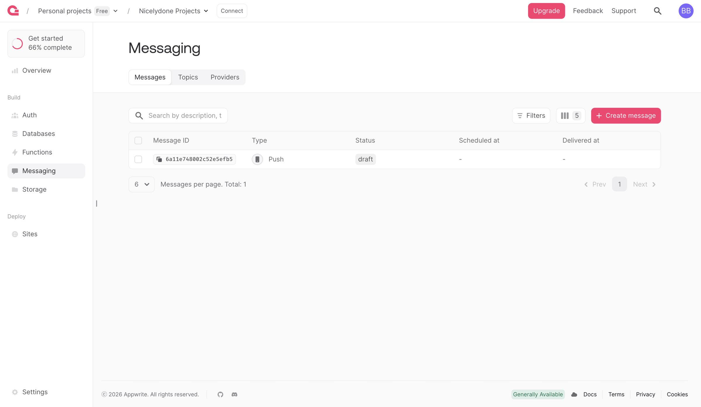 Message - Appwrite from Appwrite