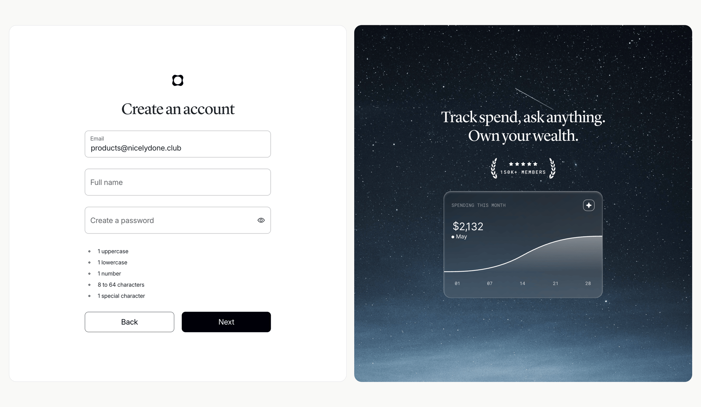 Origin Financial screen