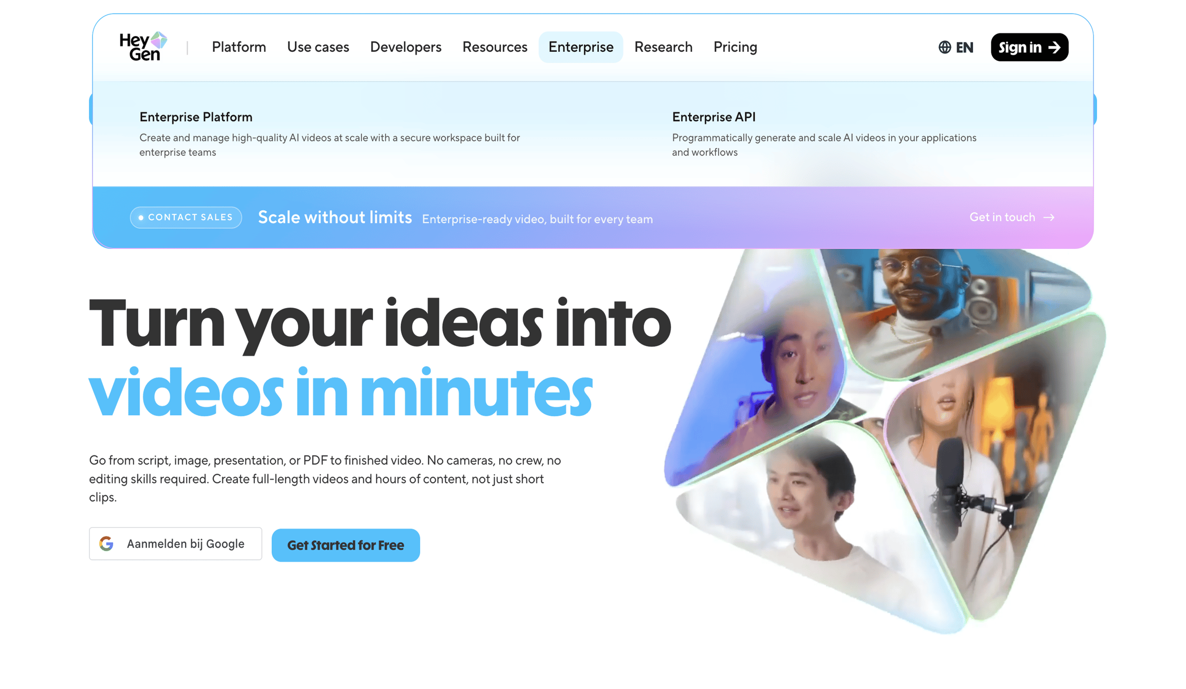 HeyGen - Free AI Video Generator: Create Stunning Videos with AI - Research screen