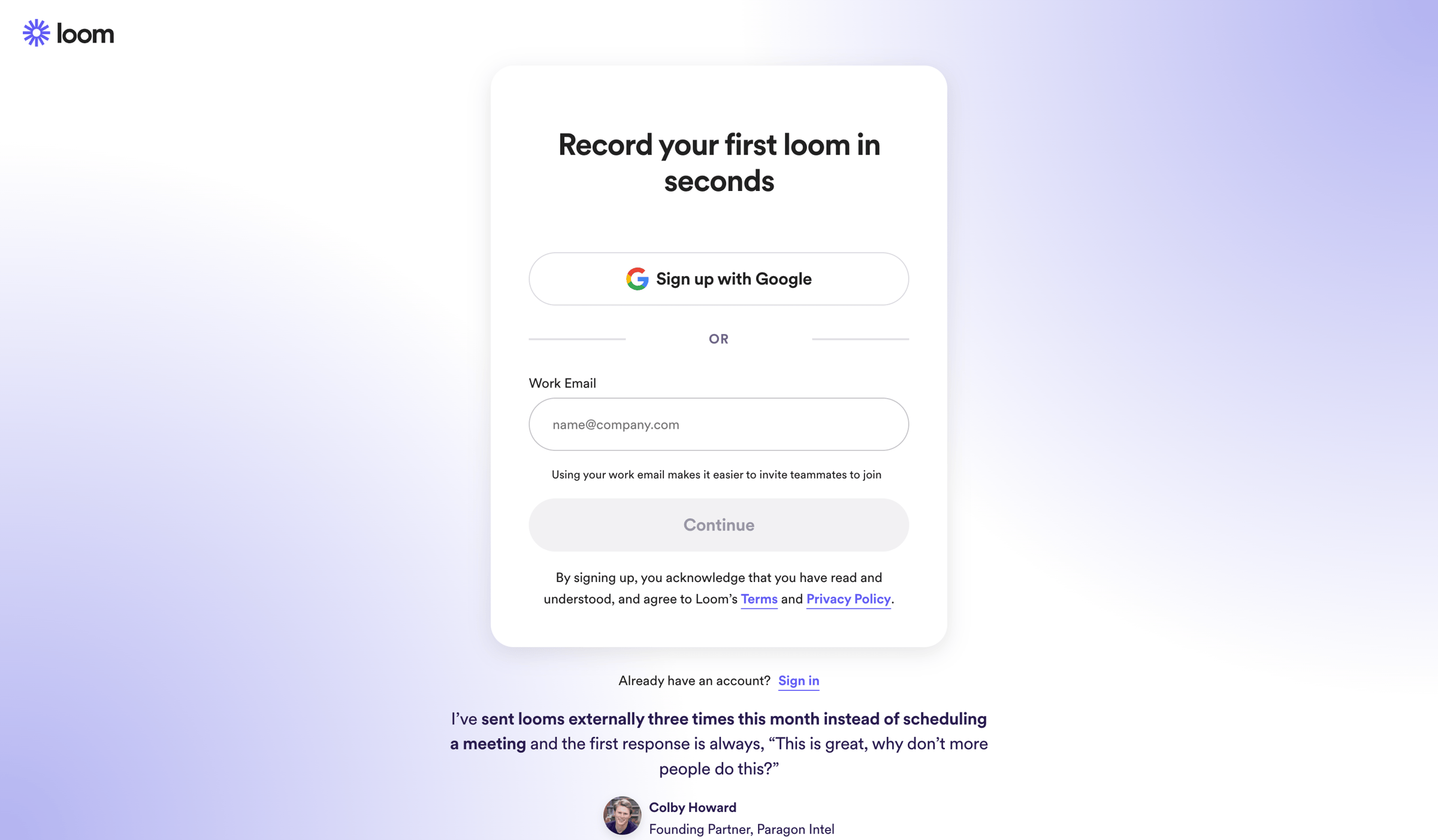 Loom - Sign up for Loom | Loom screen