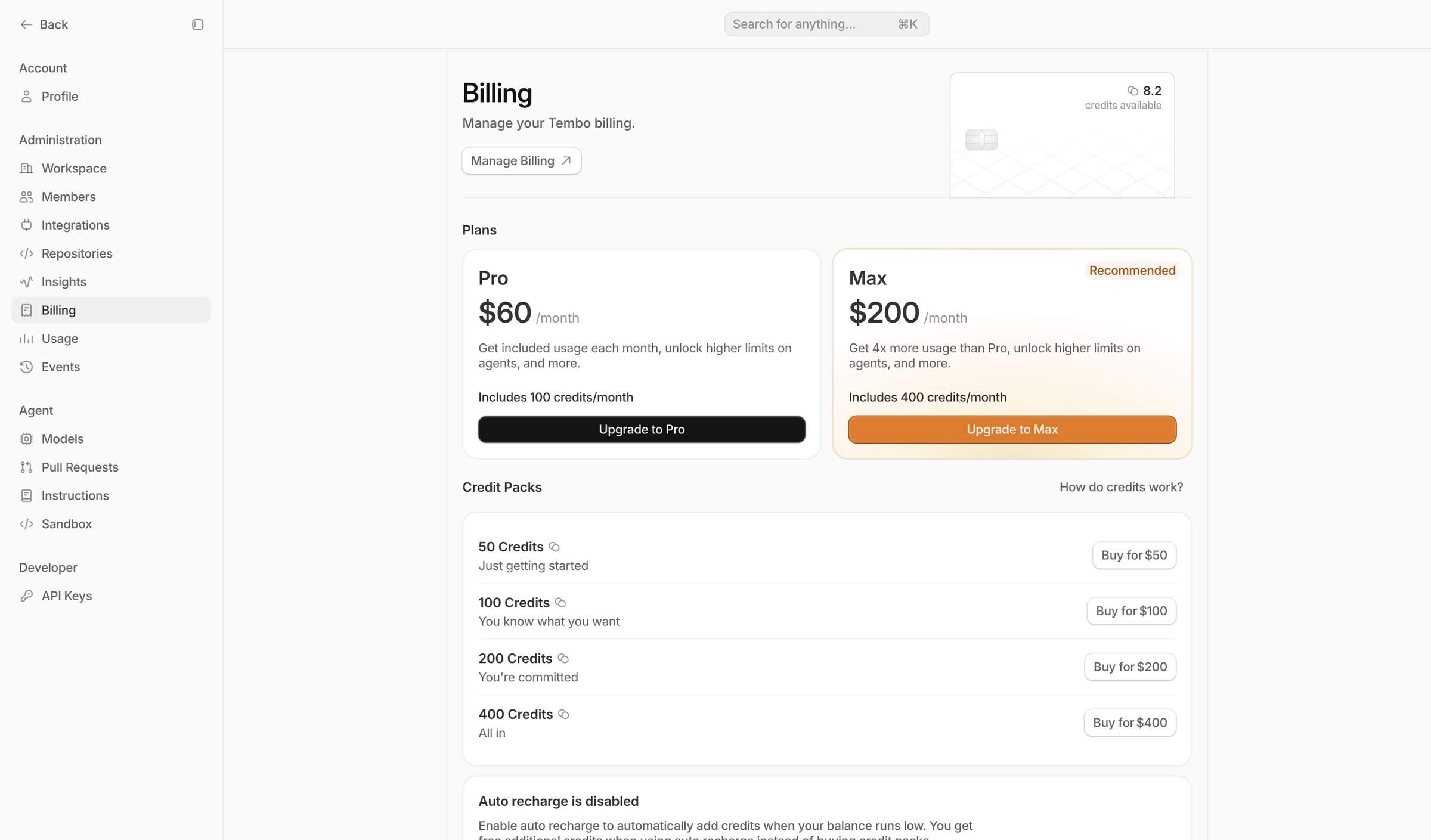 Billing — Tembo from Tembo