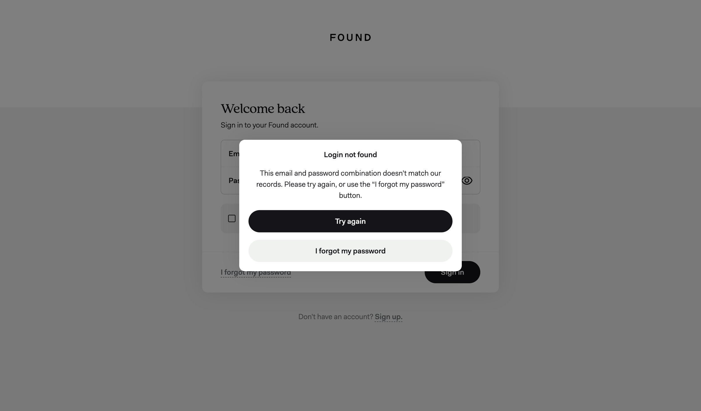 Found screen