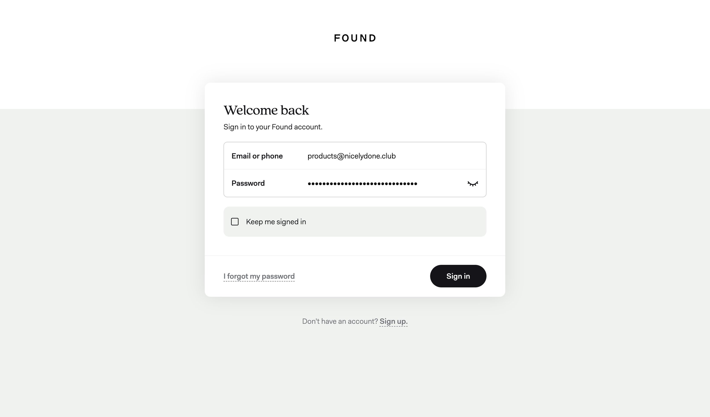 Found screen