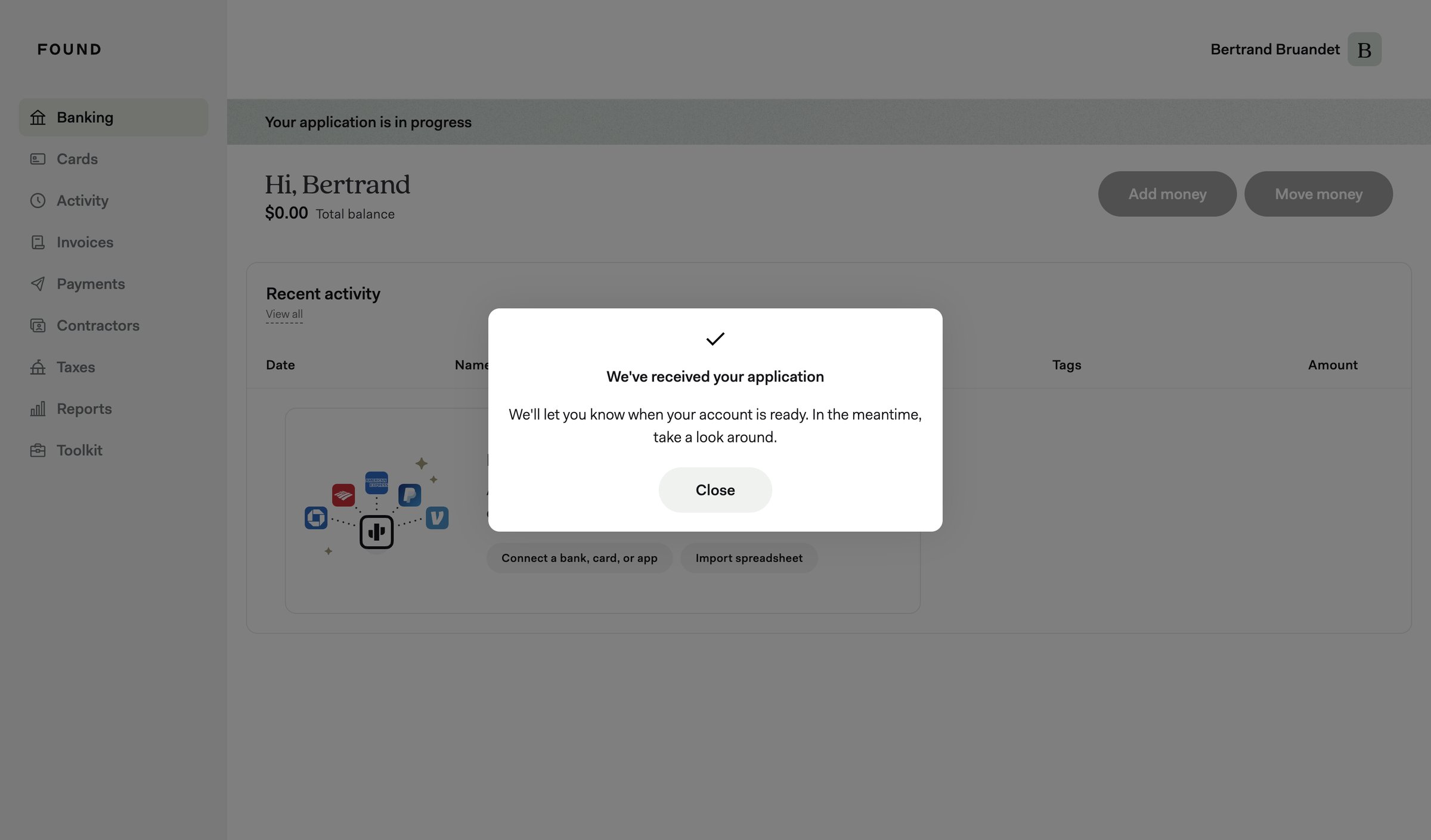 Found screen