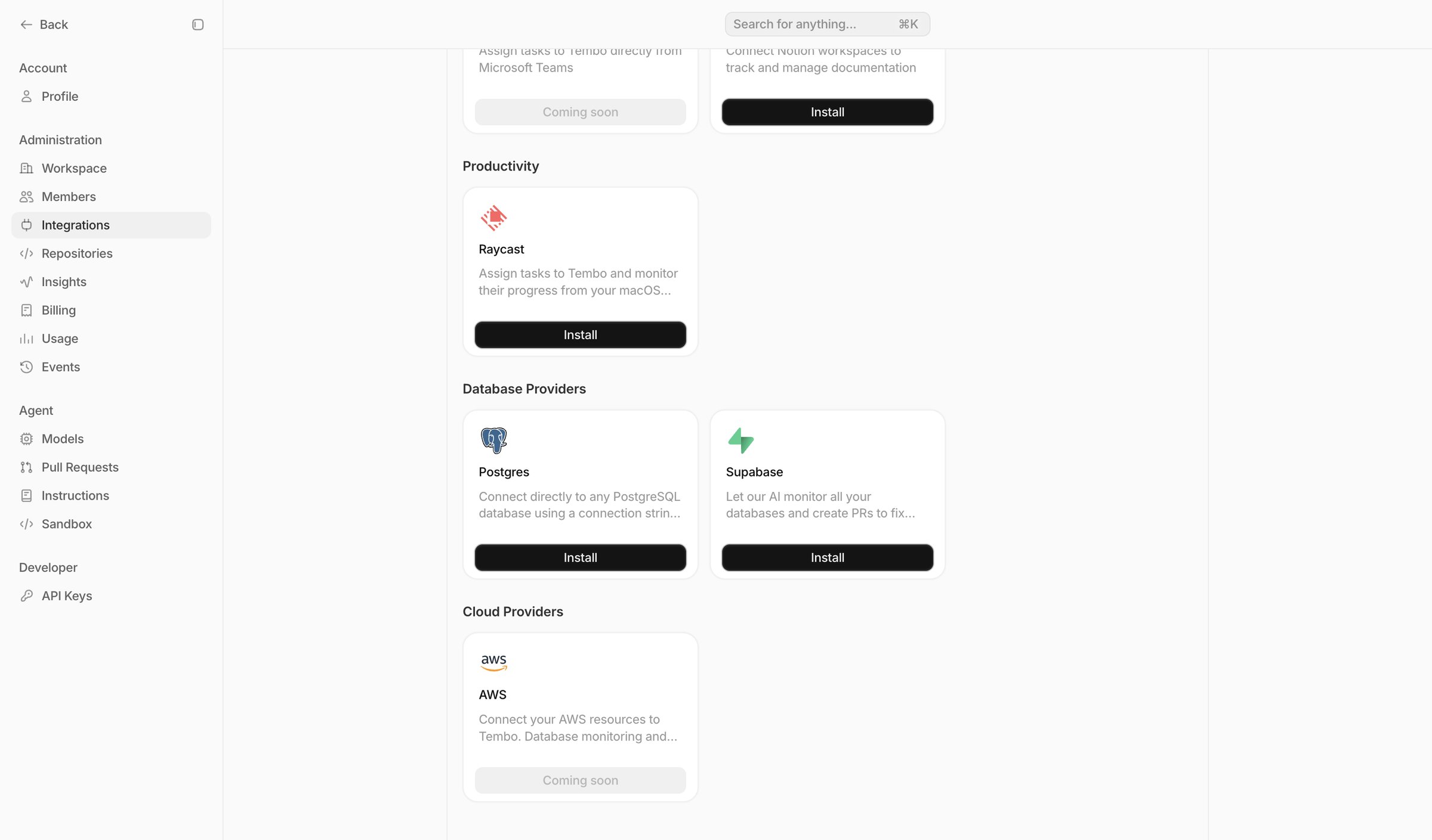Integrations — Tembo from Tembo
