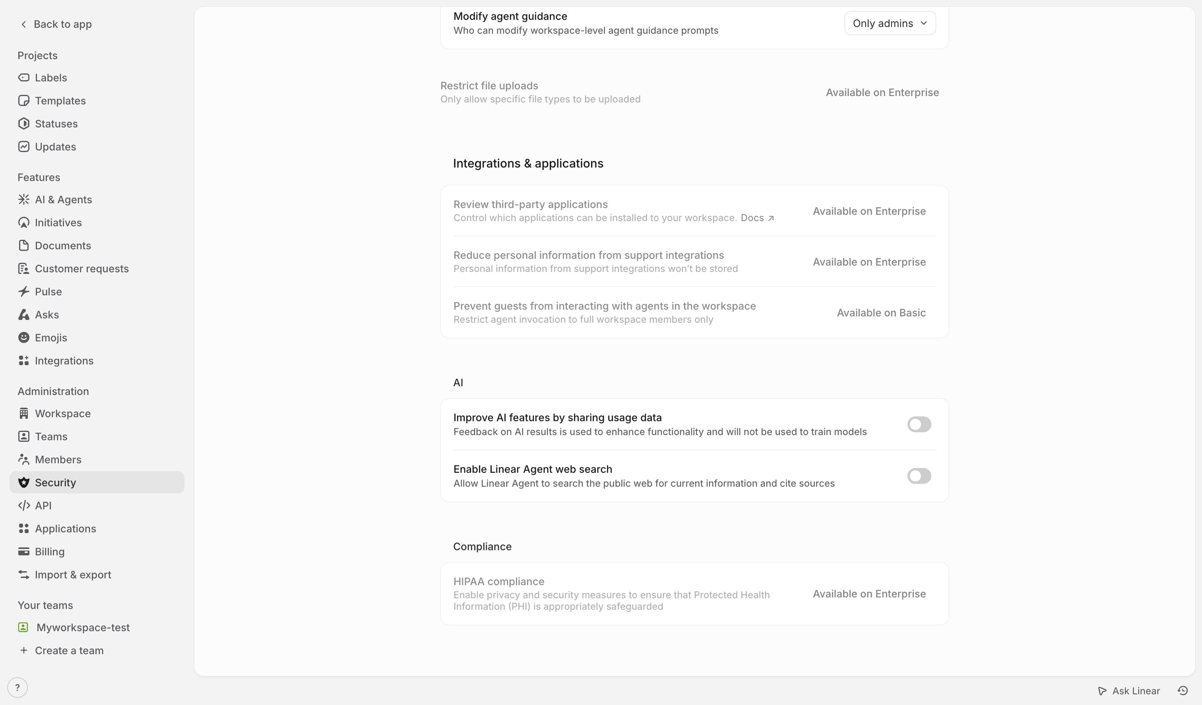 Security from Linear