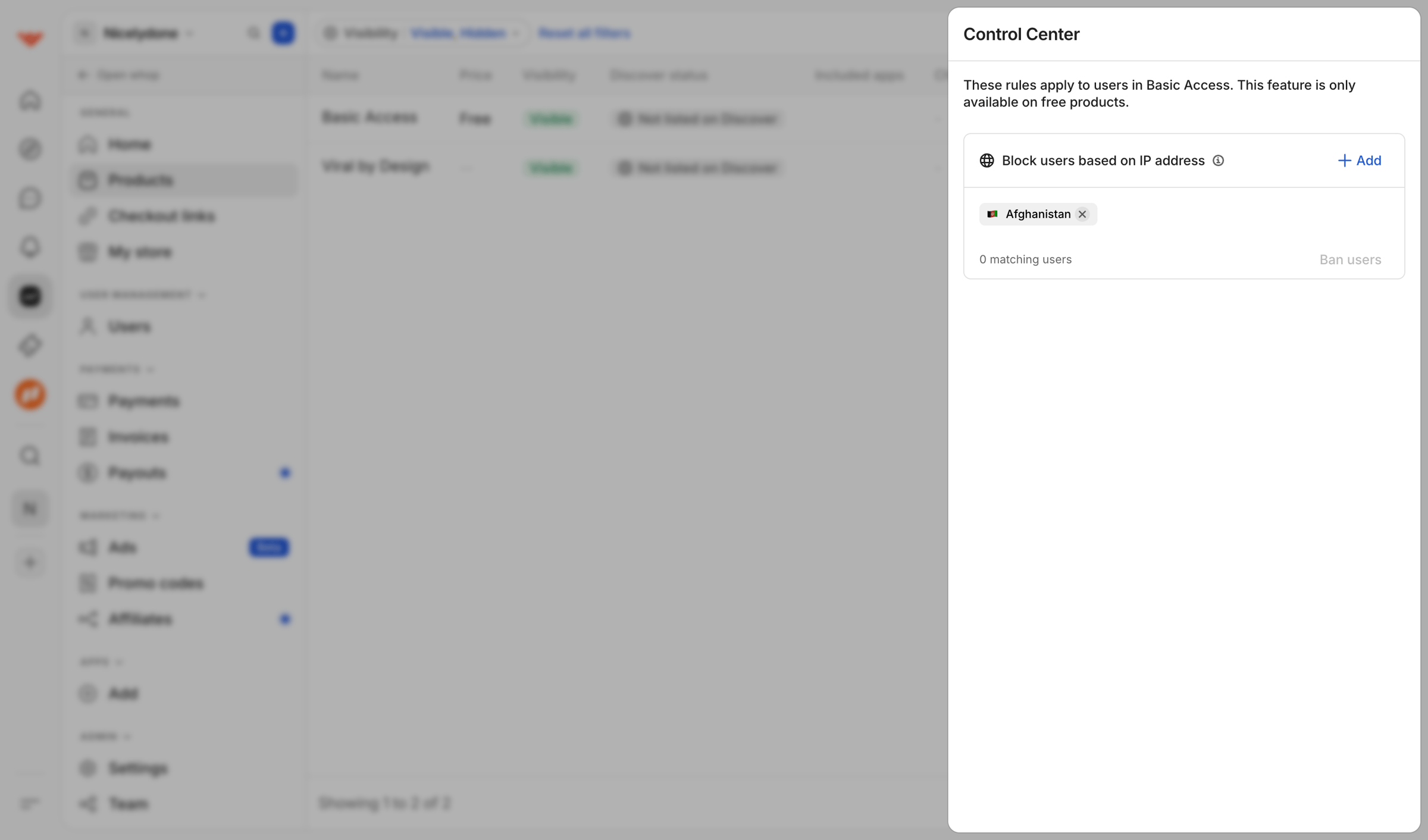 Whop - Dashboard | Whop screen