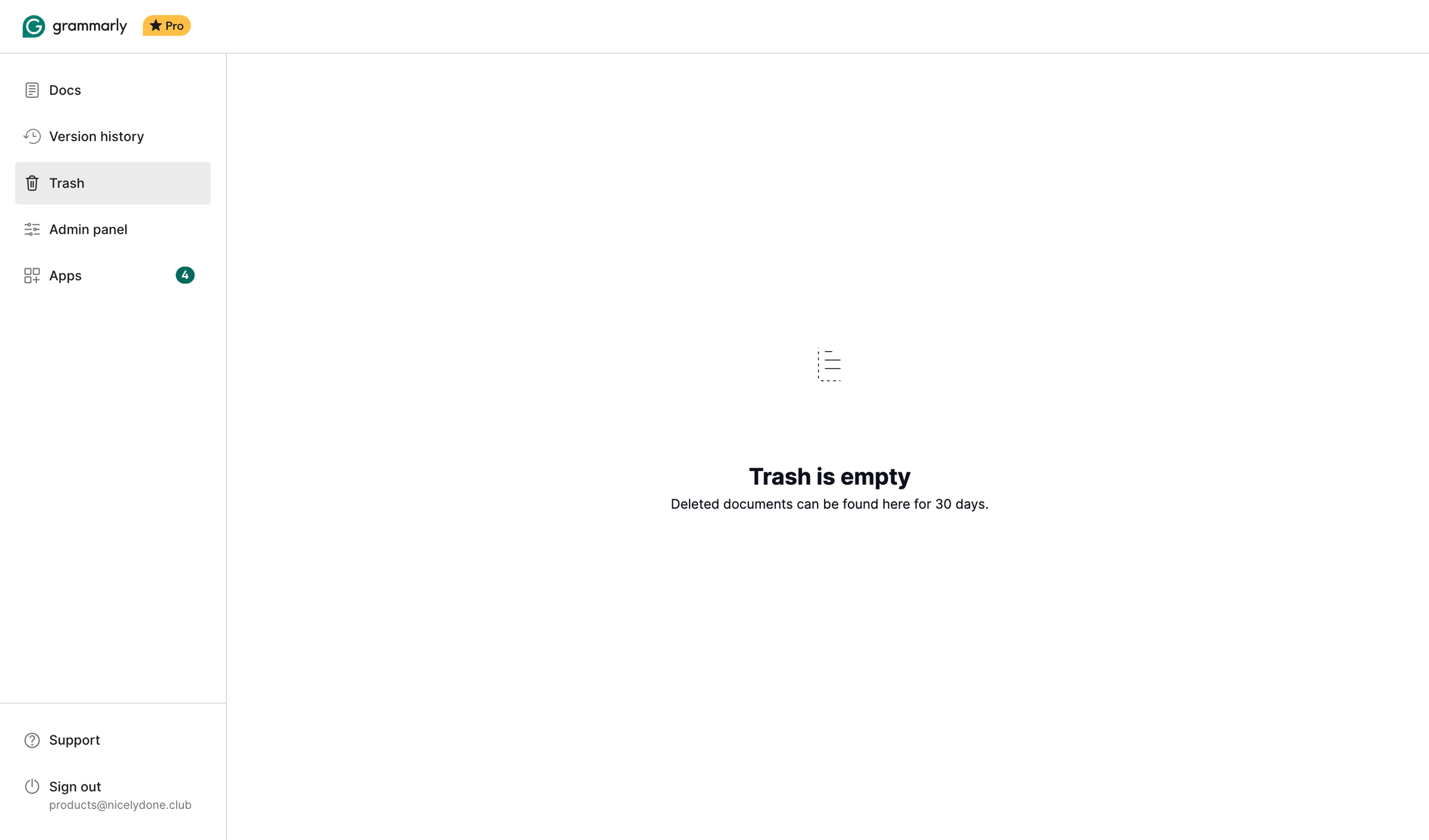 Grammarly screen