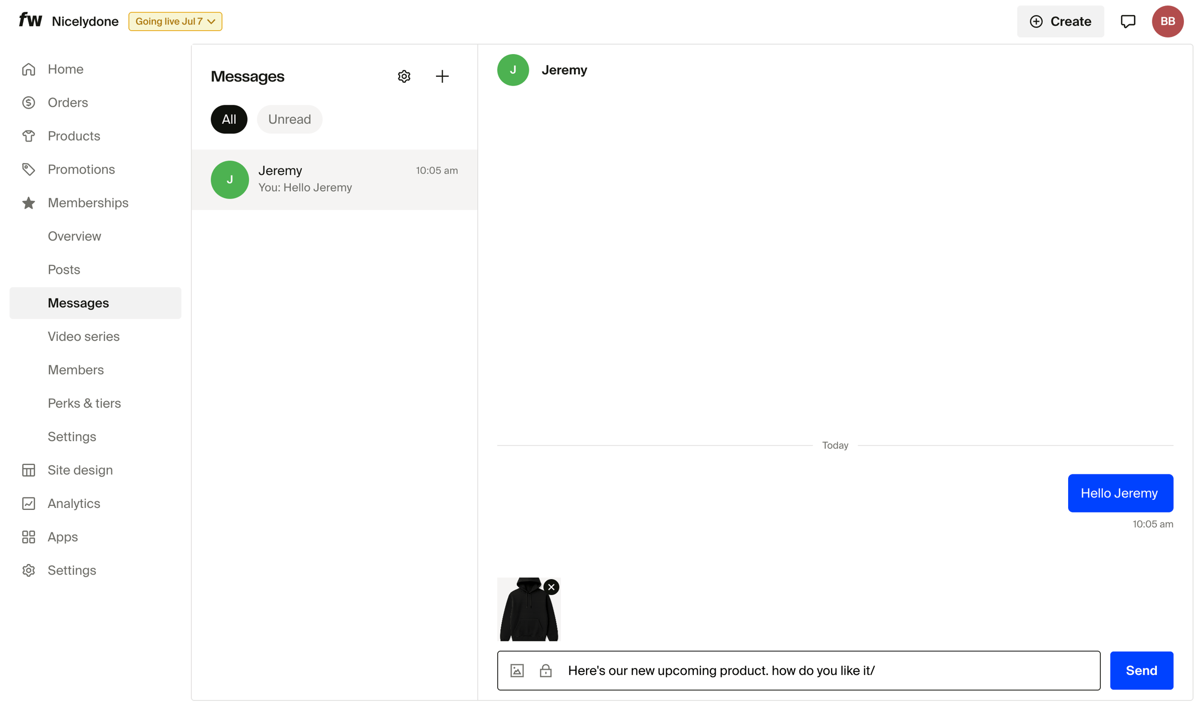 Fourthwall - Dashboard screen