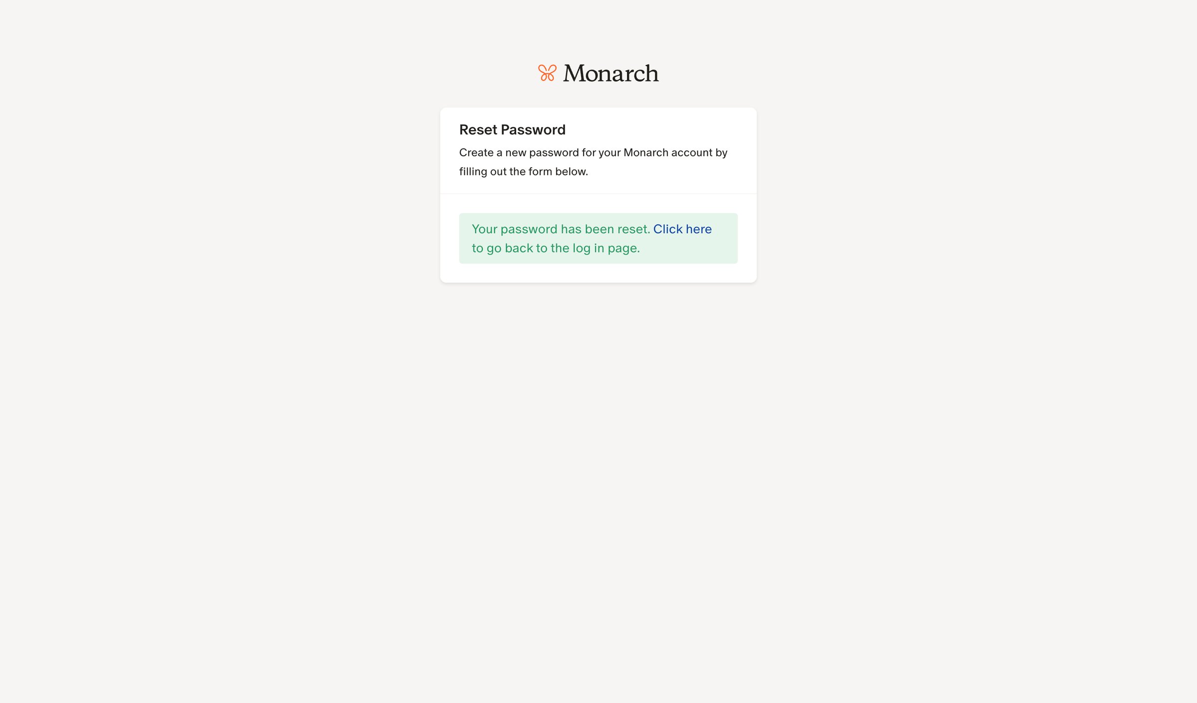 Monarch - Monarch | Reset Password screen