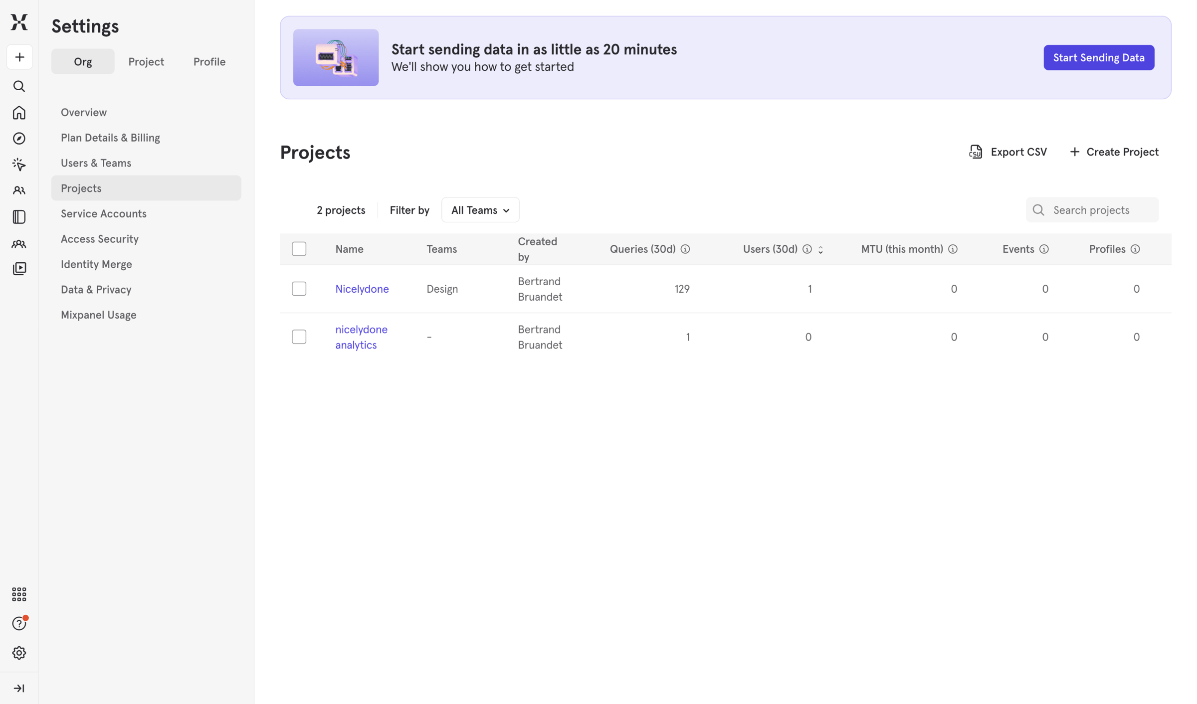 Mixpanel - Mixpanel - Product Analytics screen