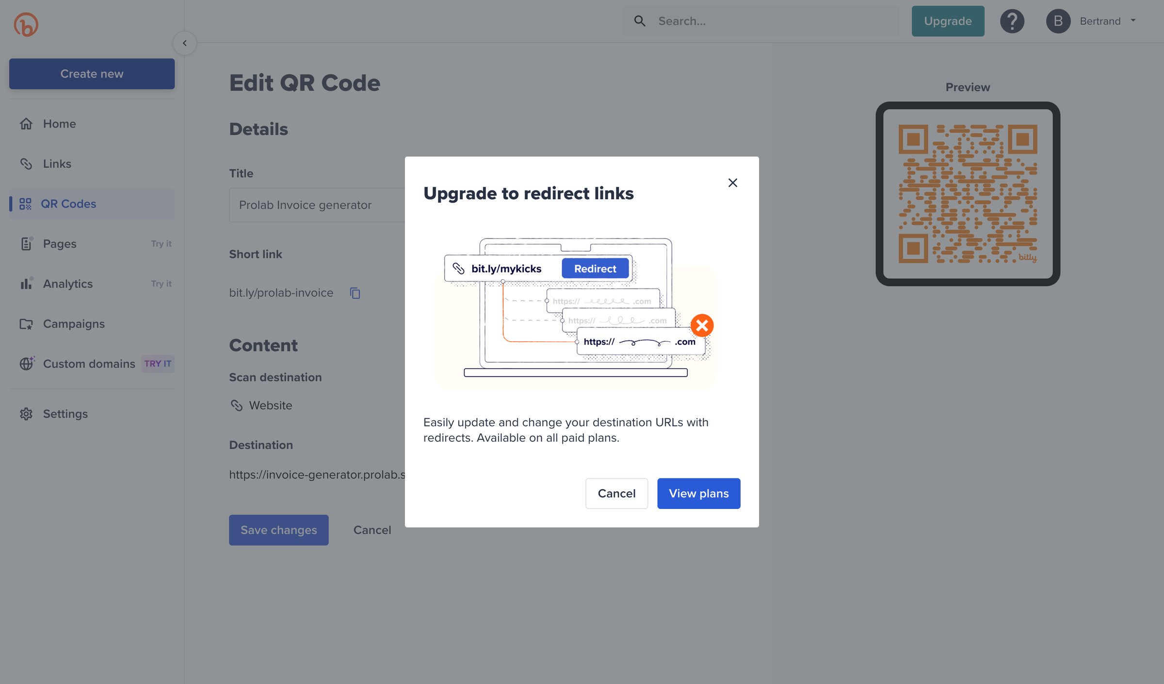 Bitly - Bitly | QR Codes screen