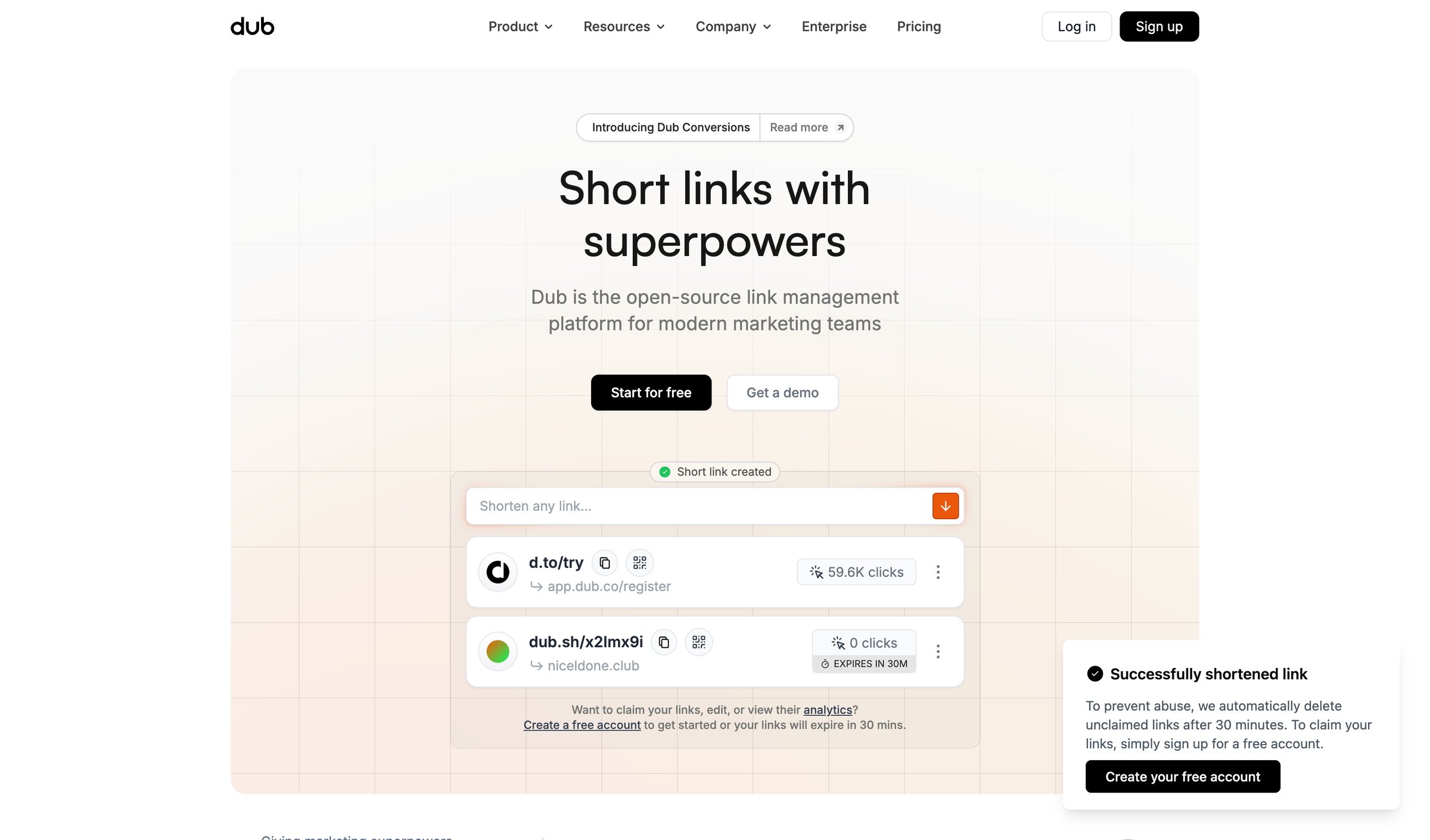 Dub - Dub.co - Link Management for Modern Marketing Teams screen
