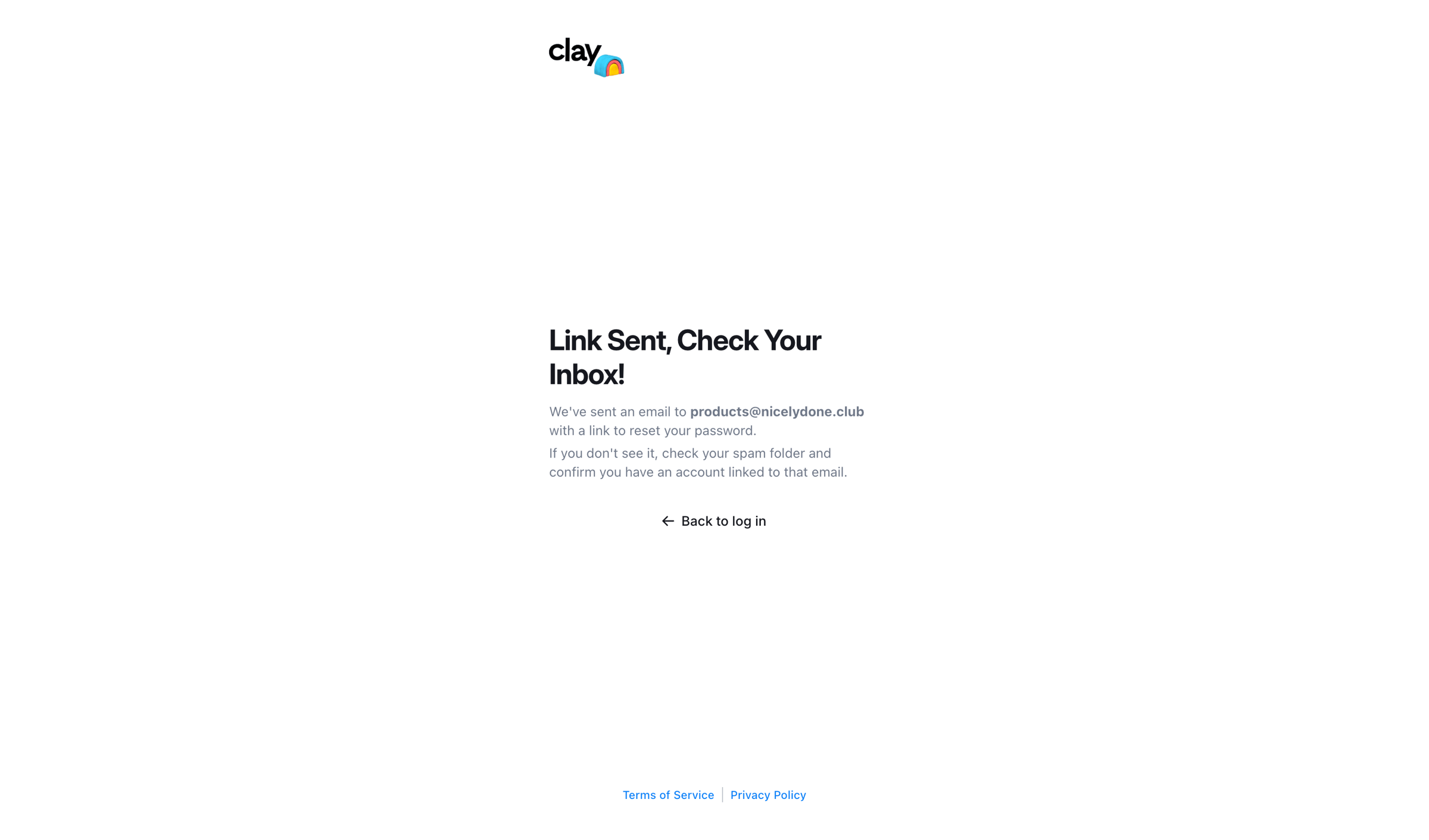 Clay - Clay | Forgot Password screen