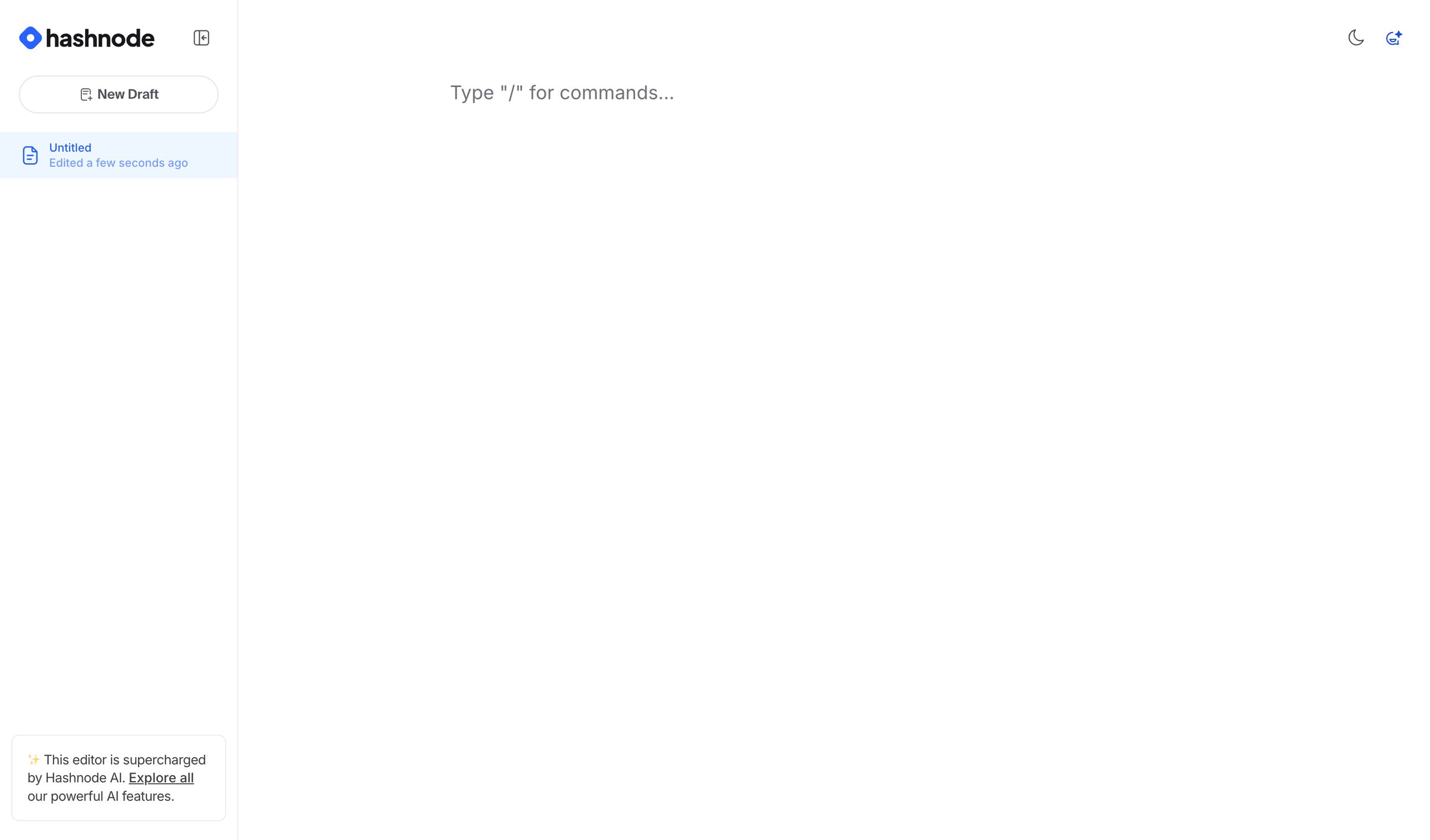 Hashnode - Free AI-powered Markdown WYSIWYG editor — Hashnode screen