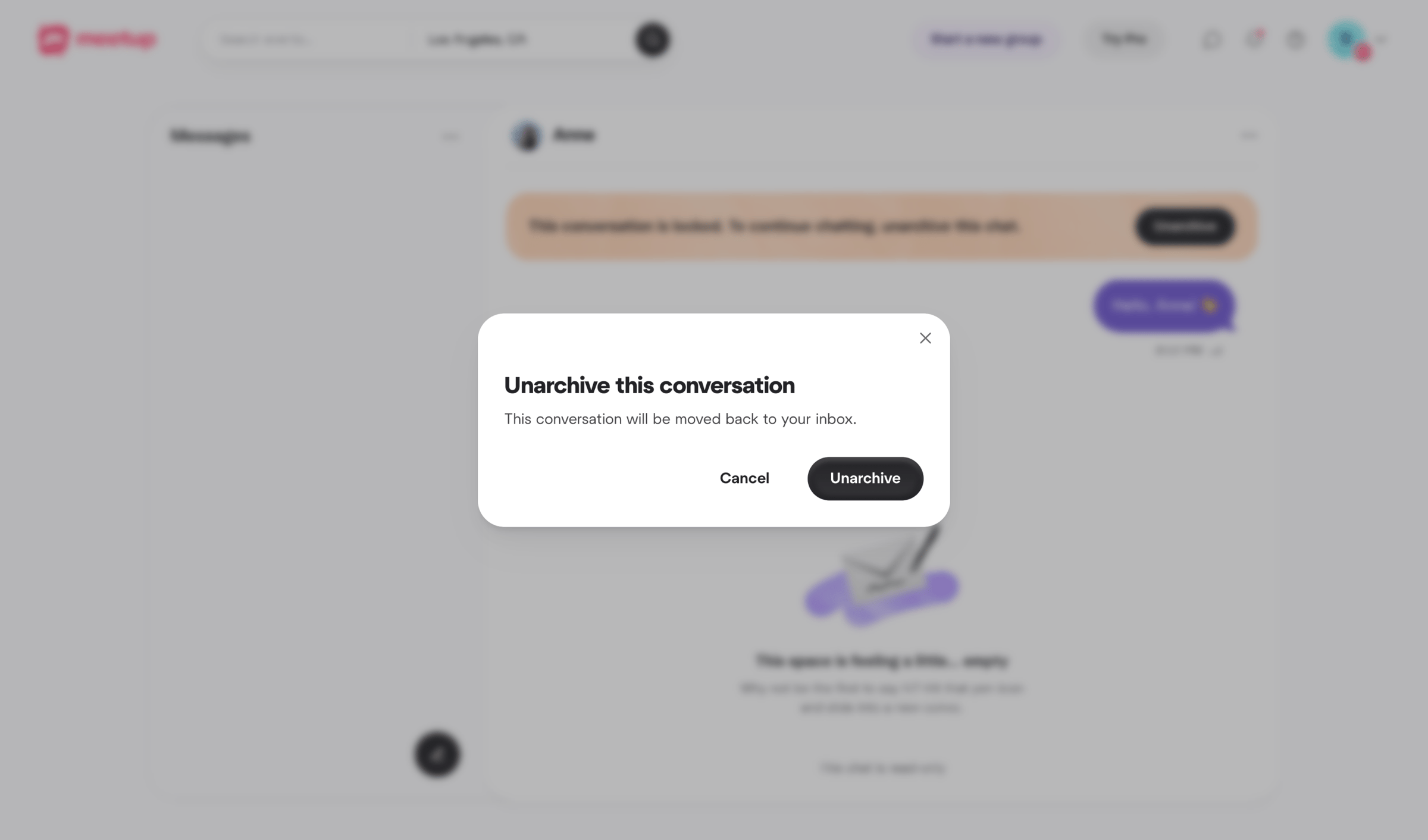 Meetup - Direct messages | Meetup screen