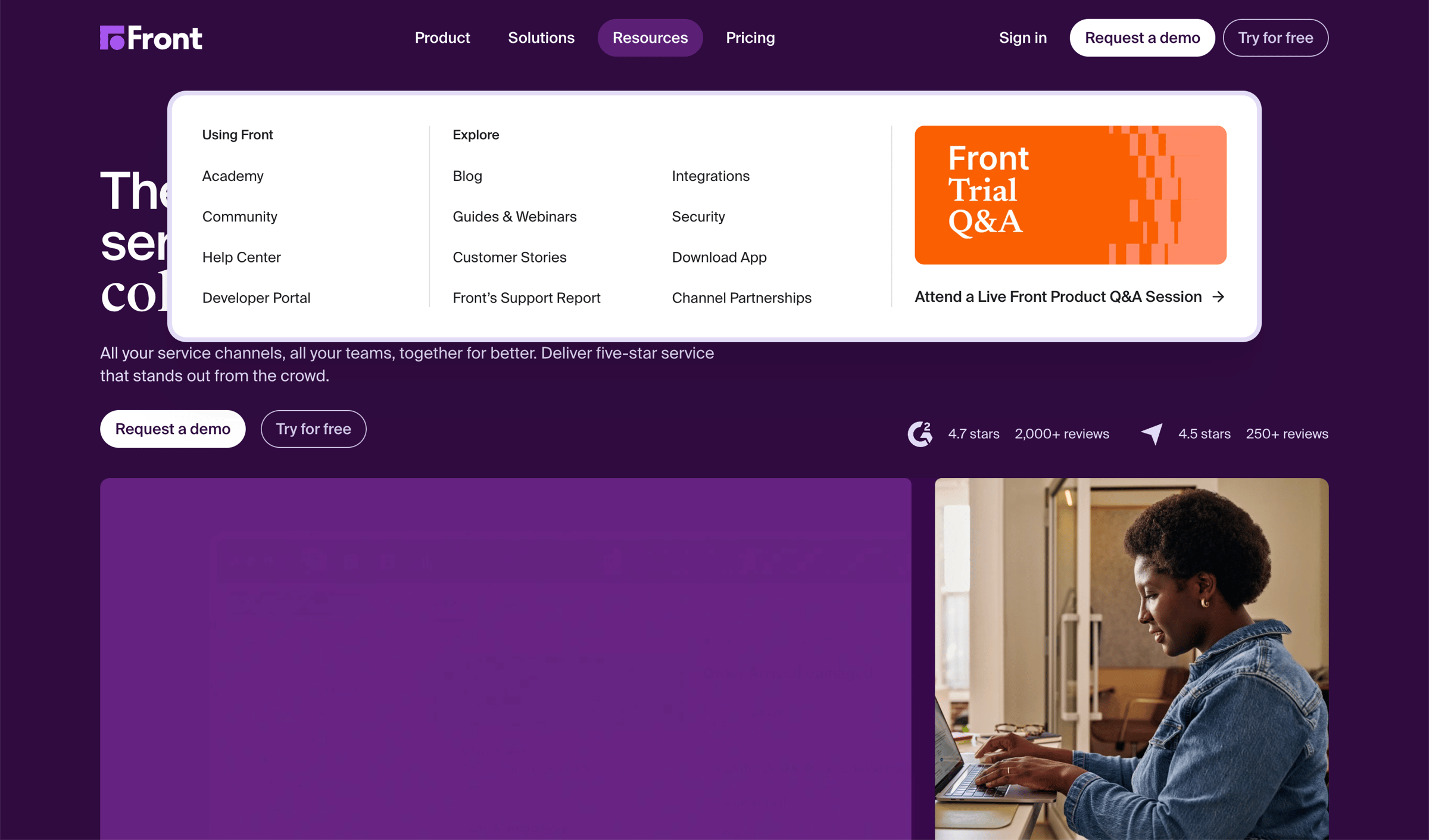Front - Front - The Platform for Exceptional Customer Service at Scale screen