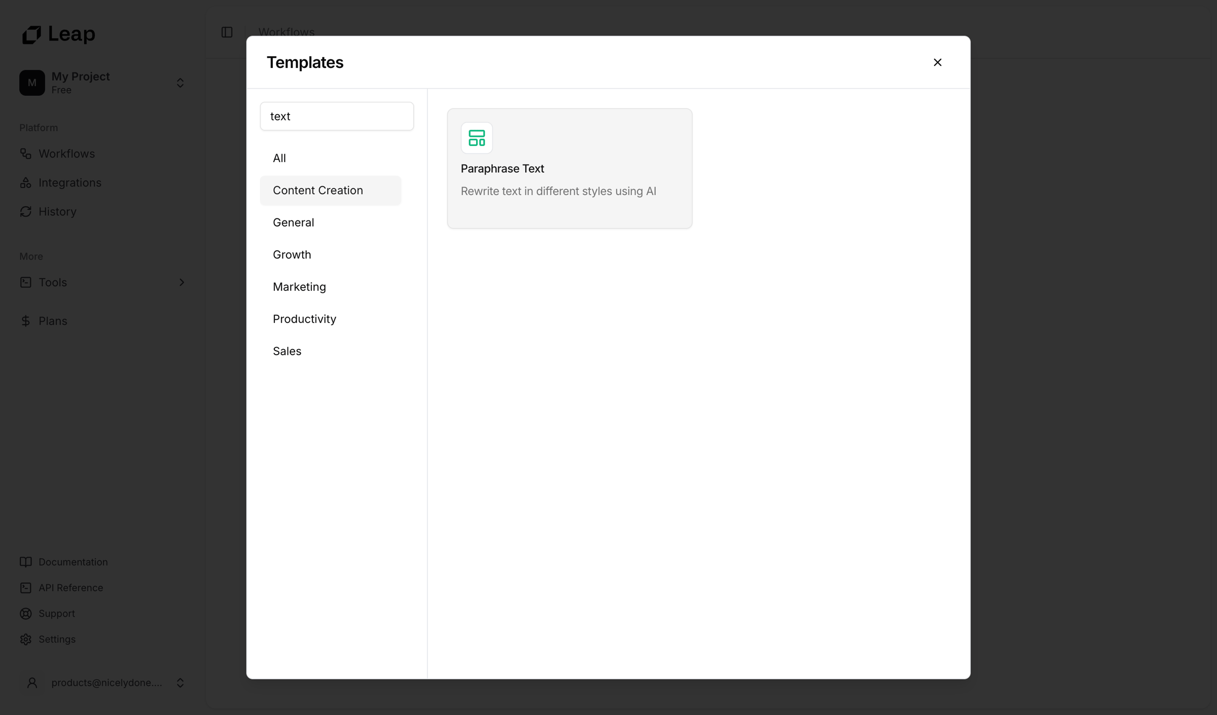 Leap - Leap AI | Automate any workflow with AI screen