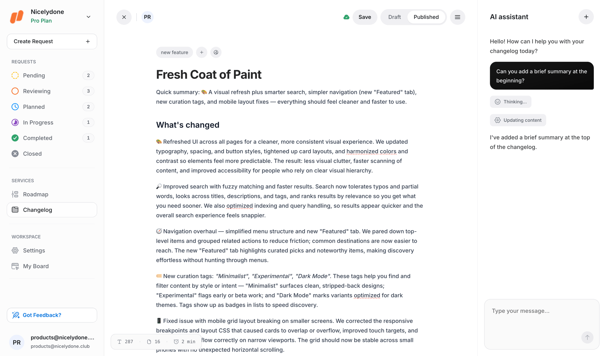 UserJot - Changelog | UserJot screen