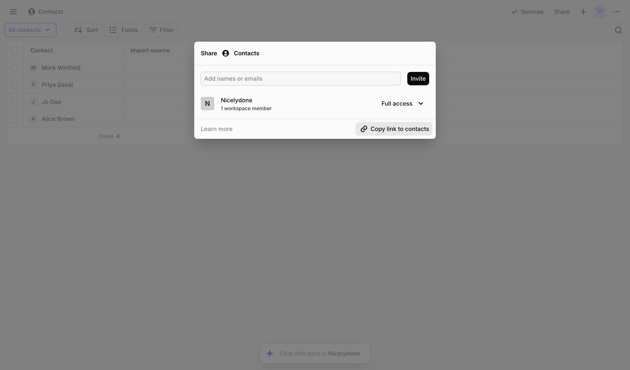 Dovetail - Contacts – Dovetail screen