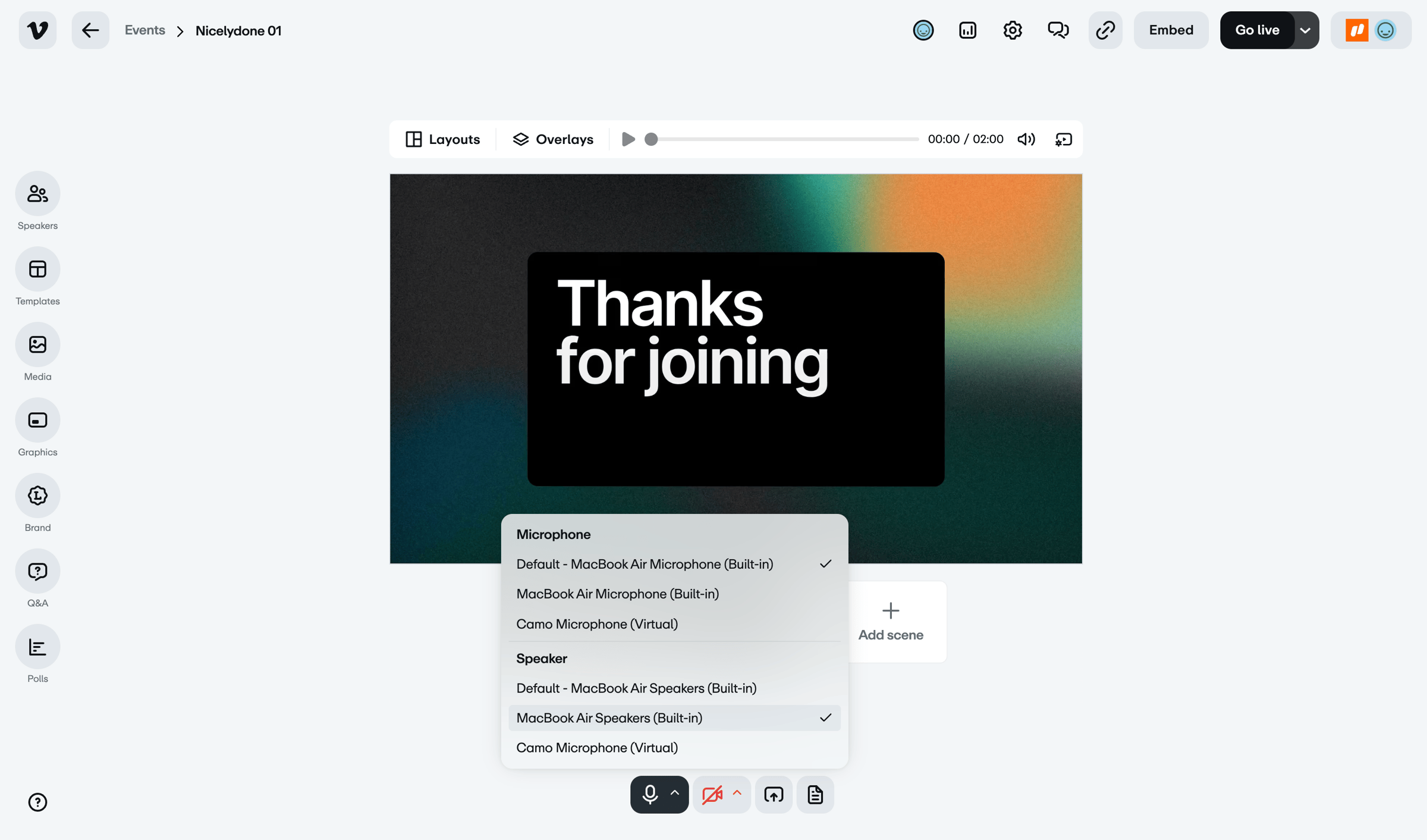 Vimeo screen