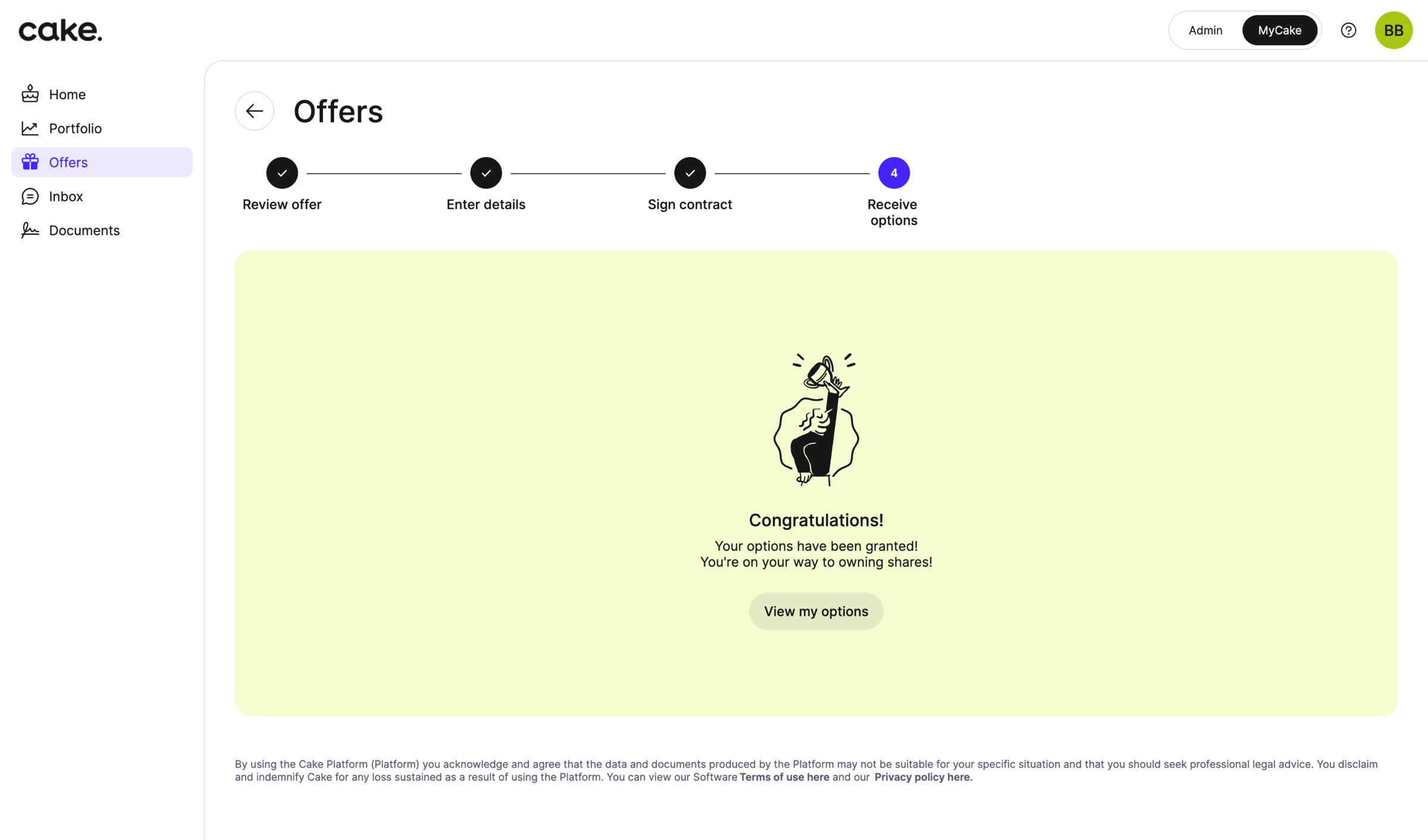 Cake - Cake Portfolio App screen