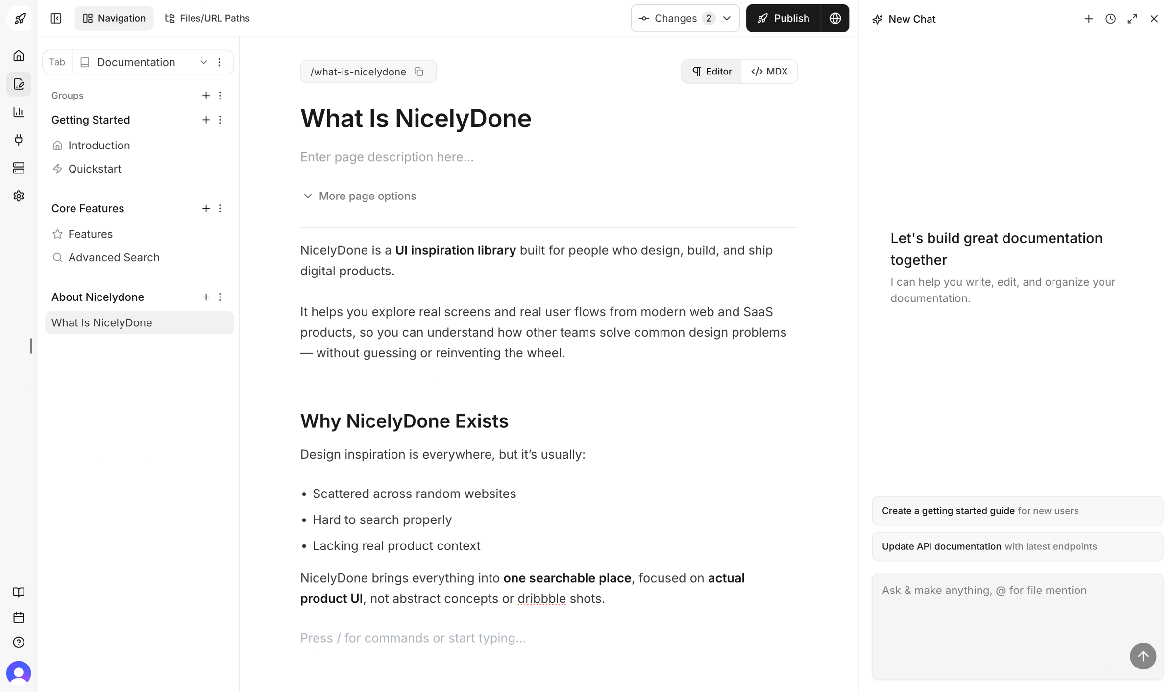Documentation.AI - Dashboard - Documentation.AI screen