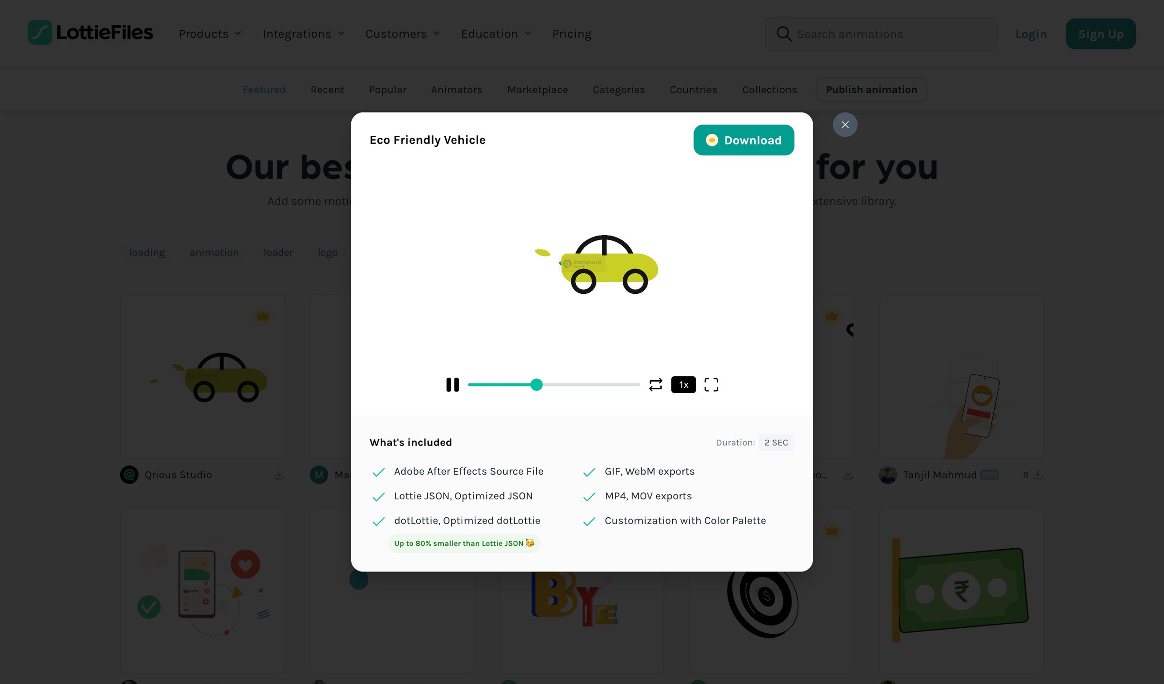 Lottie - Featured animations from our community screen