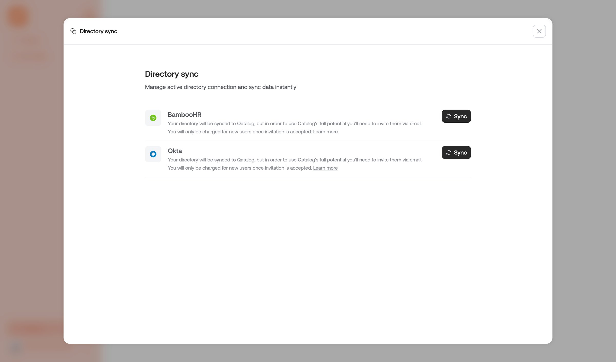 Qatalog - Settings · Qatalog screen