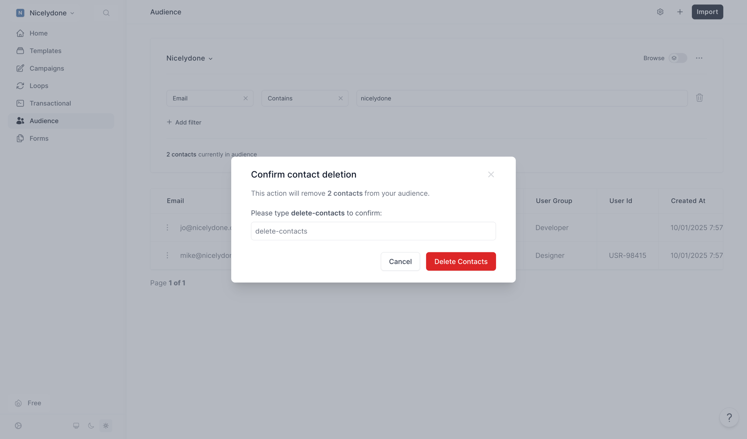 Loops - Audience screen