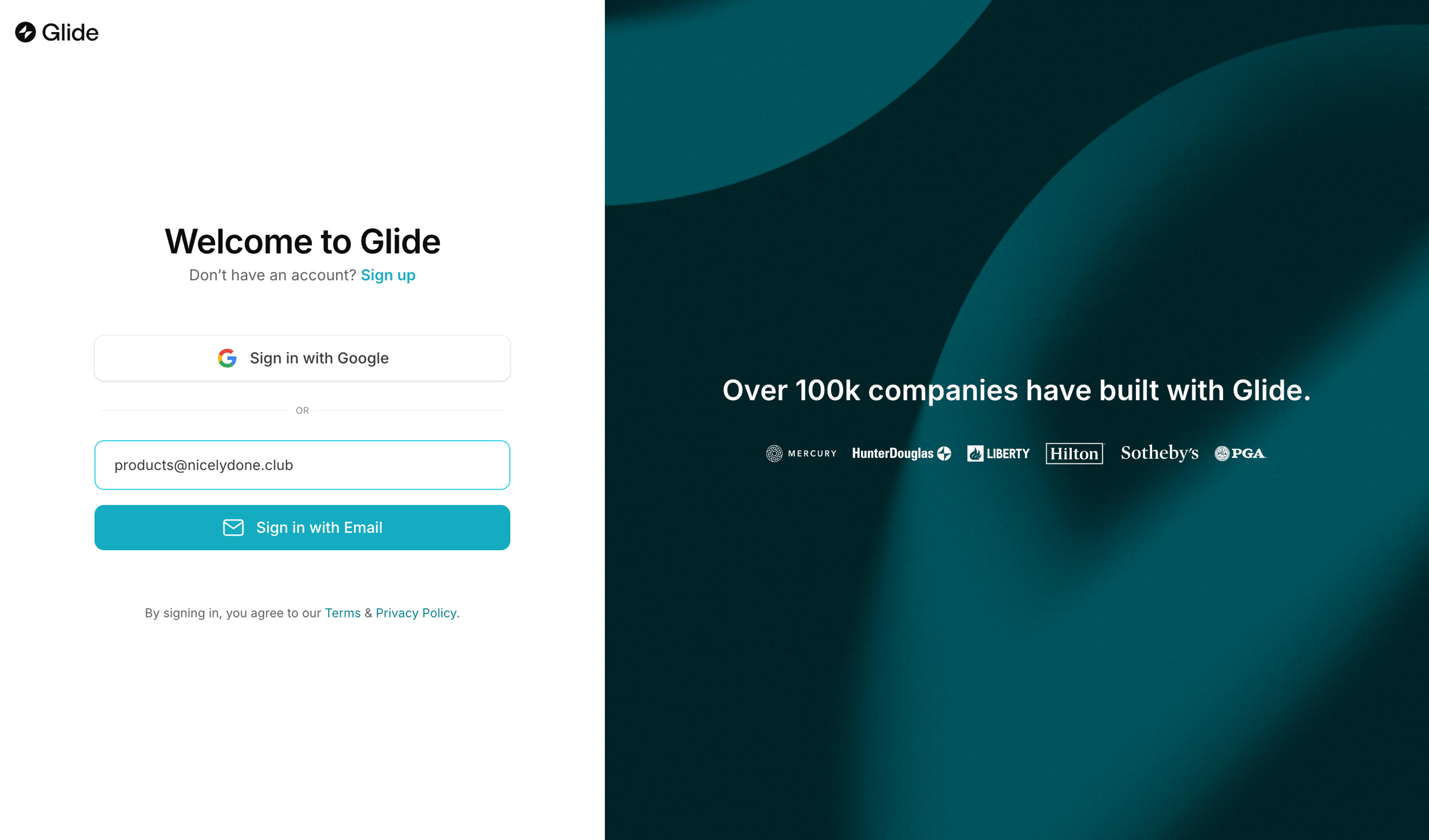 Glide screen