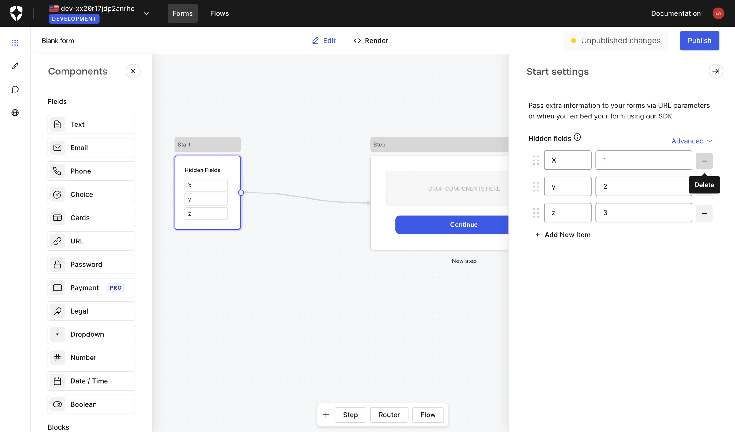Auth0 - Blank form | Form Editor screen