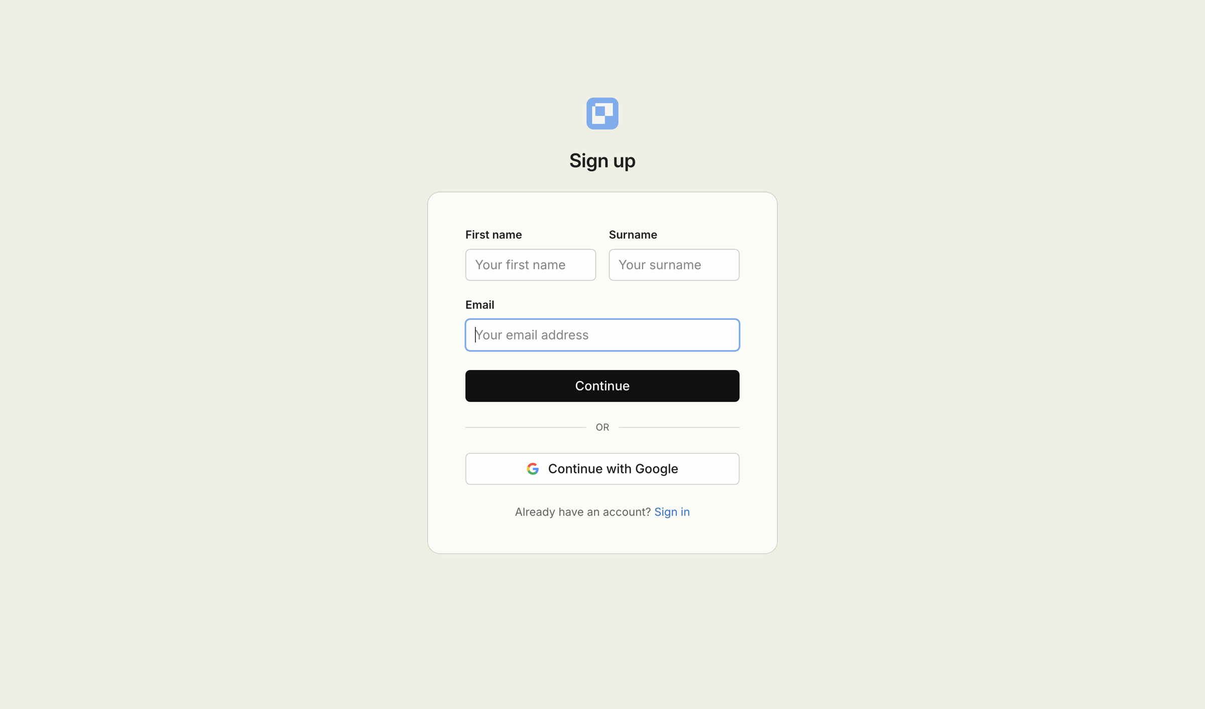 Sign up from Paper