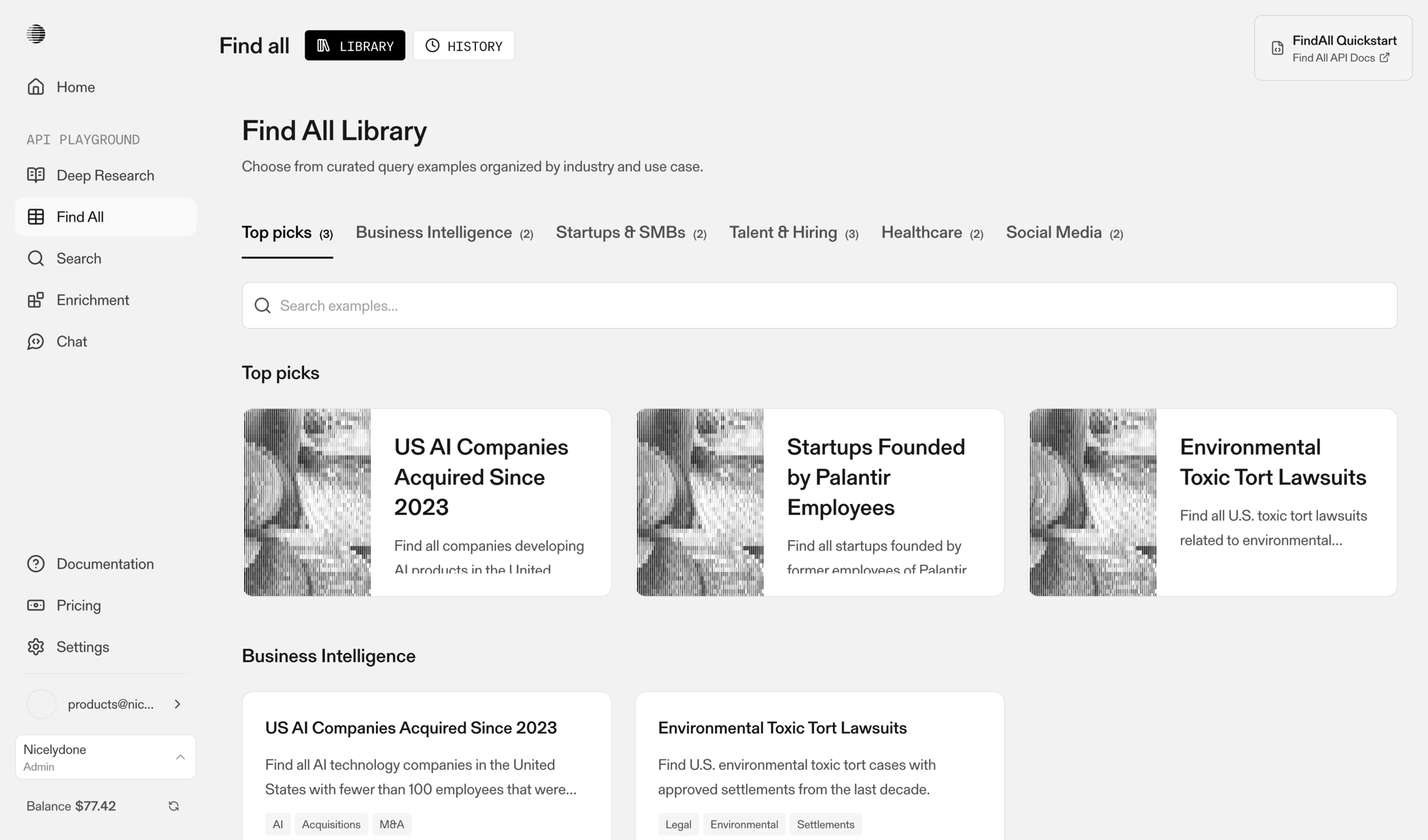 Parallel - Find All - Library screen