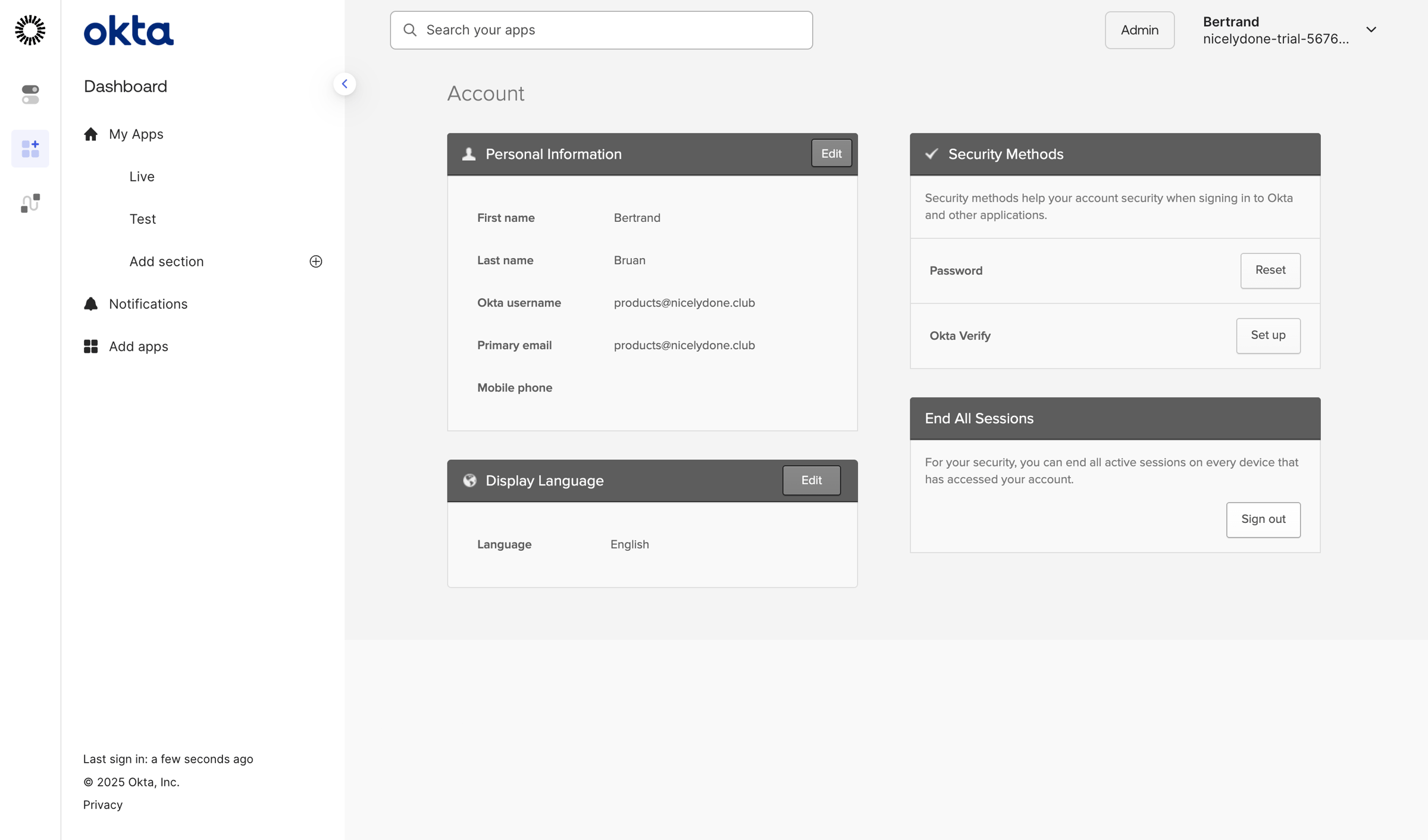 My Apps Dashboard | nicelydone-trial-5676070 from Okta