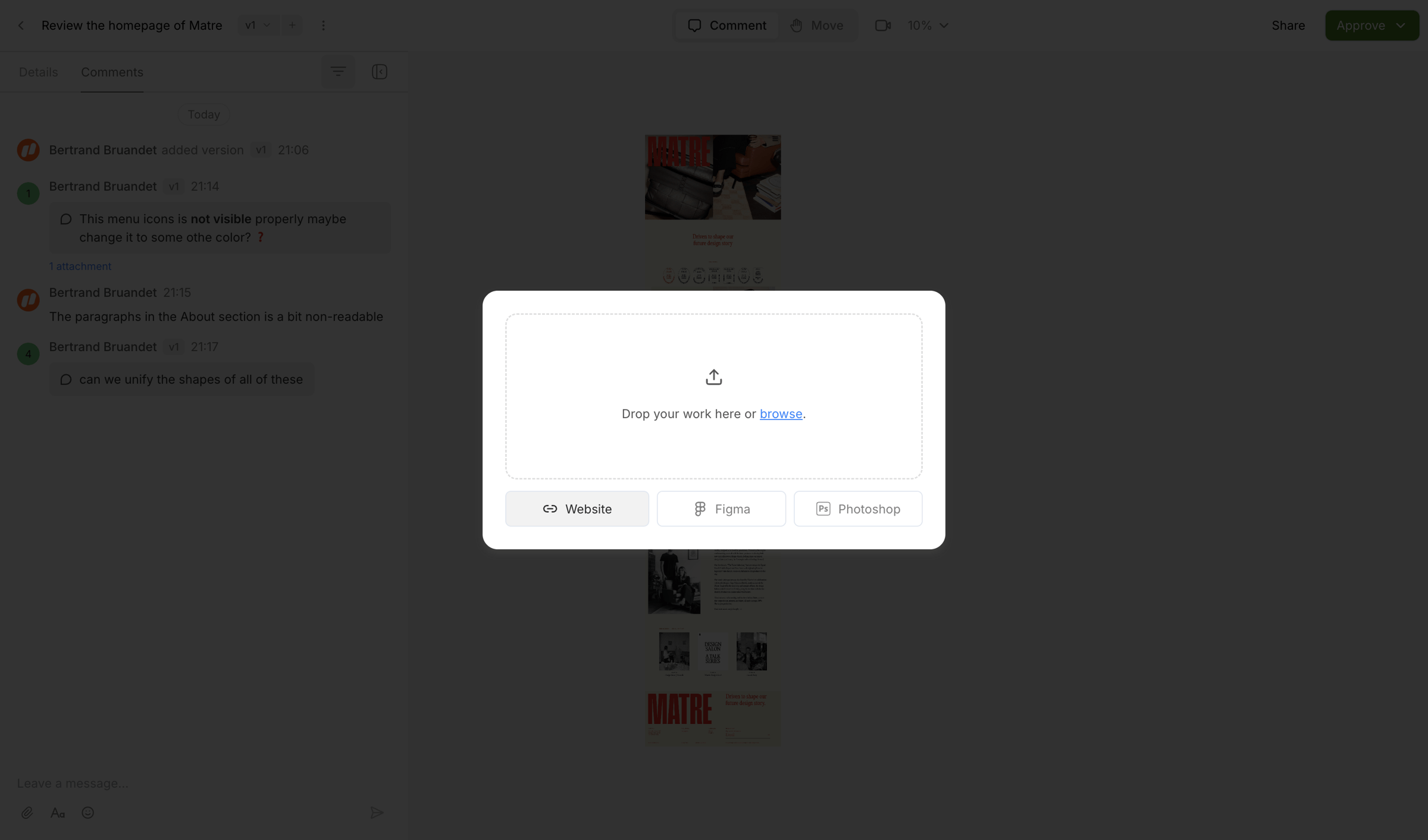 Workflow screen