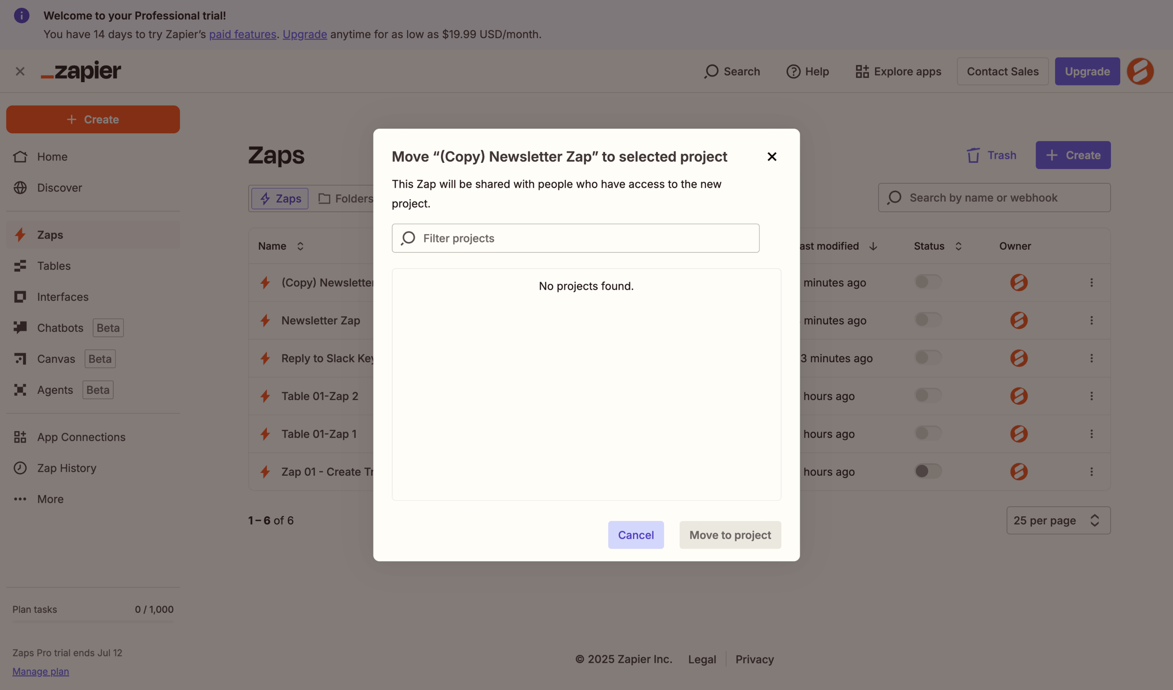 Zapier - Zaps | Zapier screen