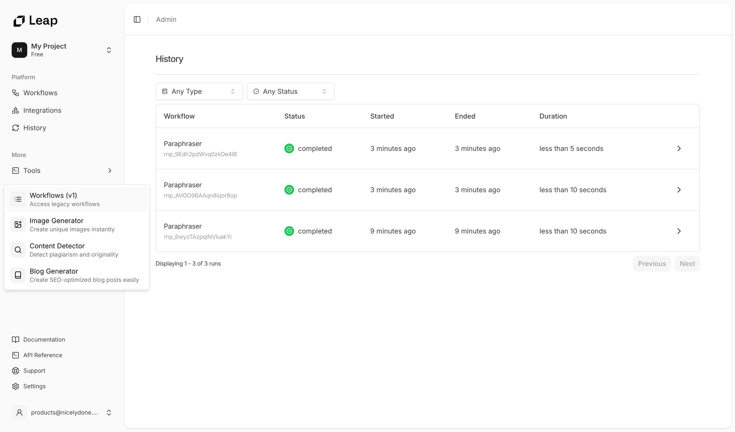 Leap - Leap AI | Automate any workflow with AI screen