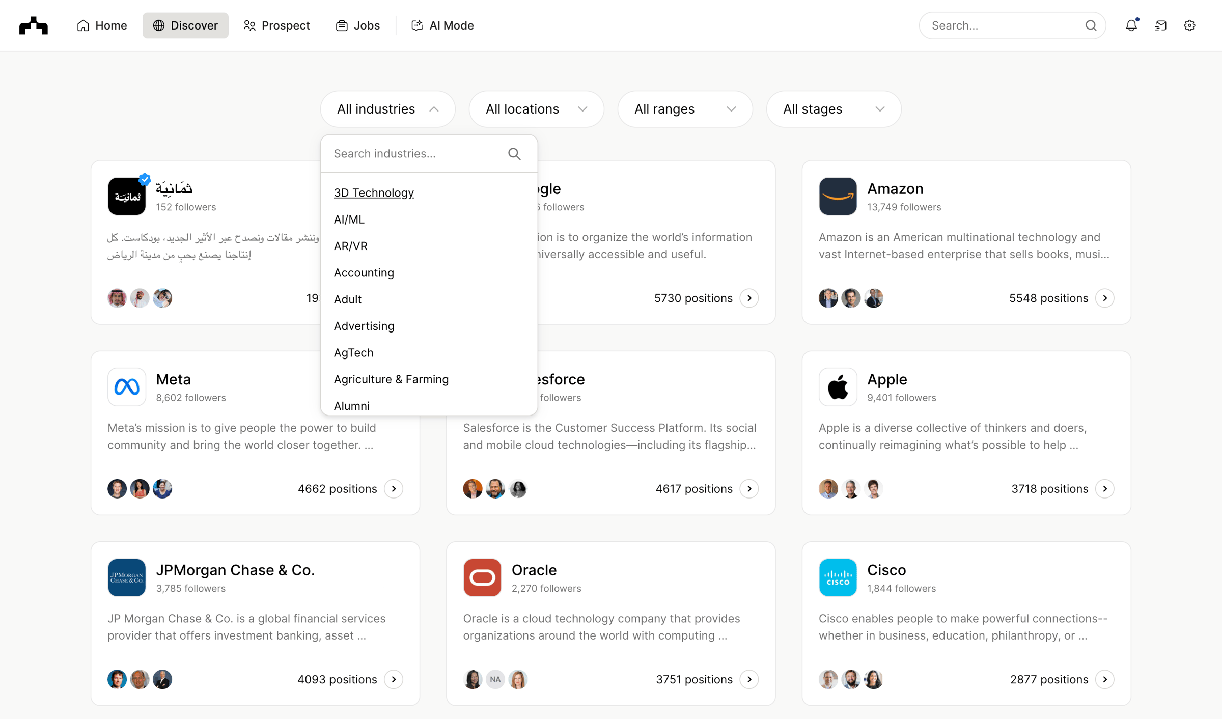 The org - Discover | The Org screen