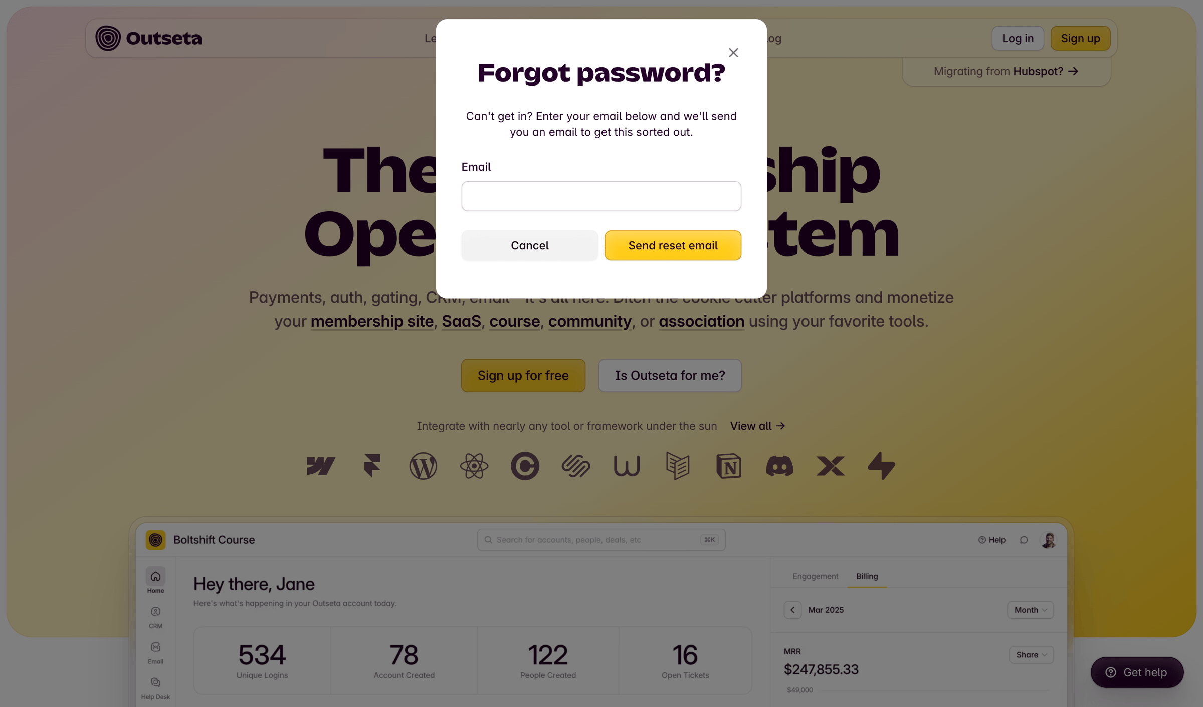 Outseta - Outseta | The Membership Operating System screen