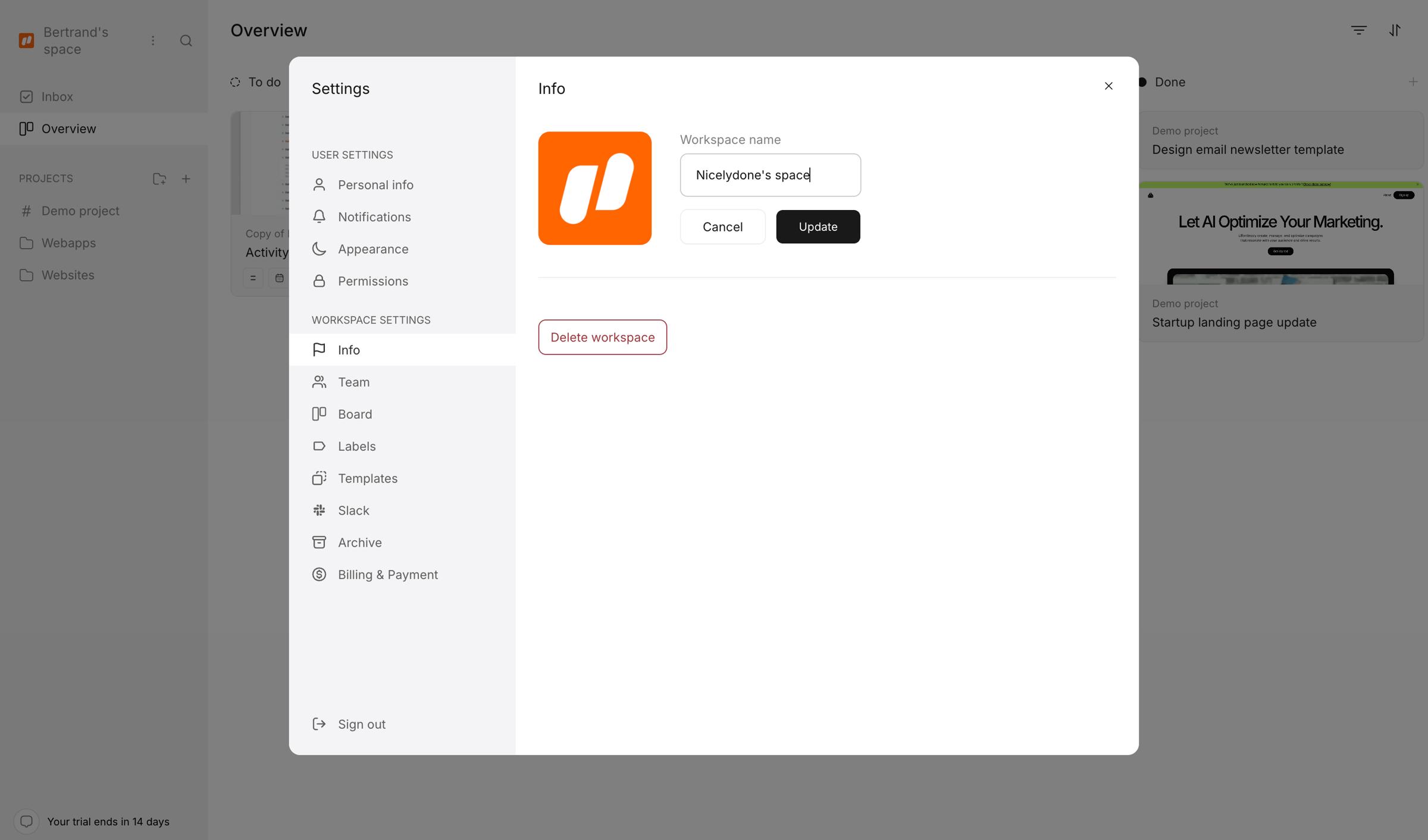 Workflow screen