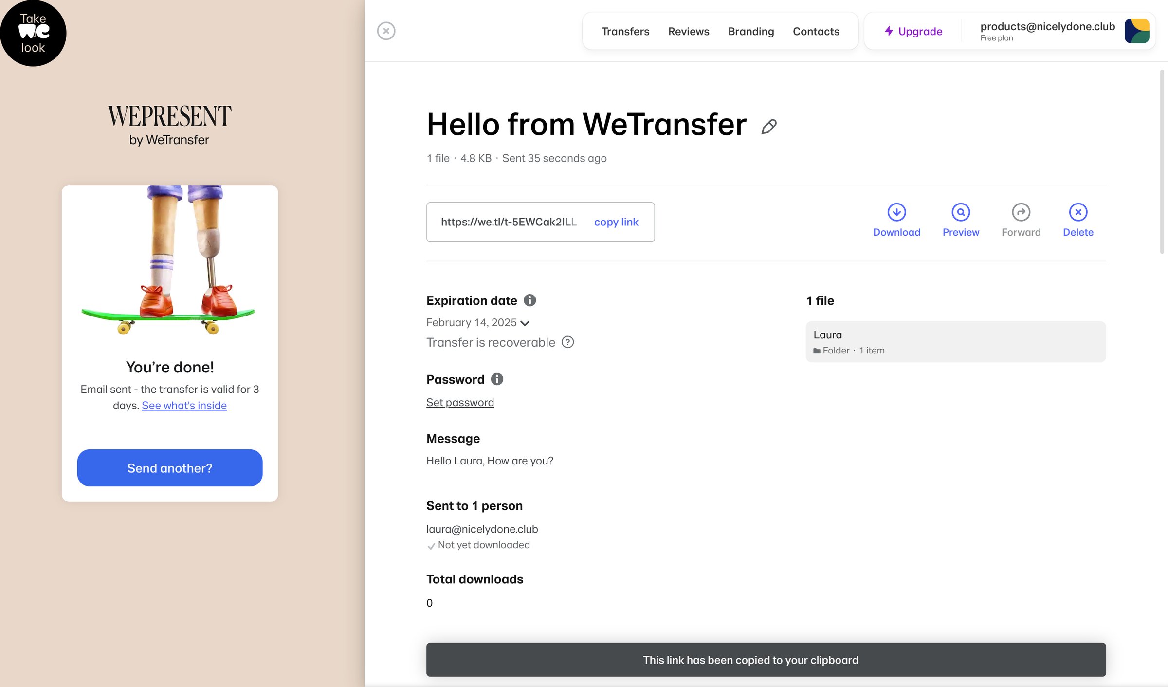 WeTransfer - WeTransfer | Send Large Files Fast screen