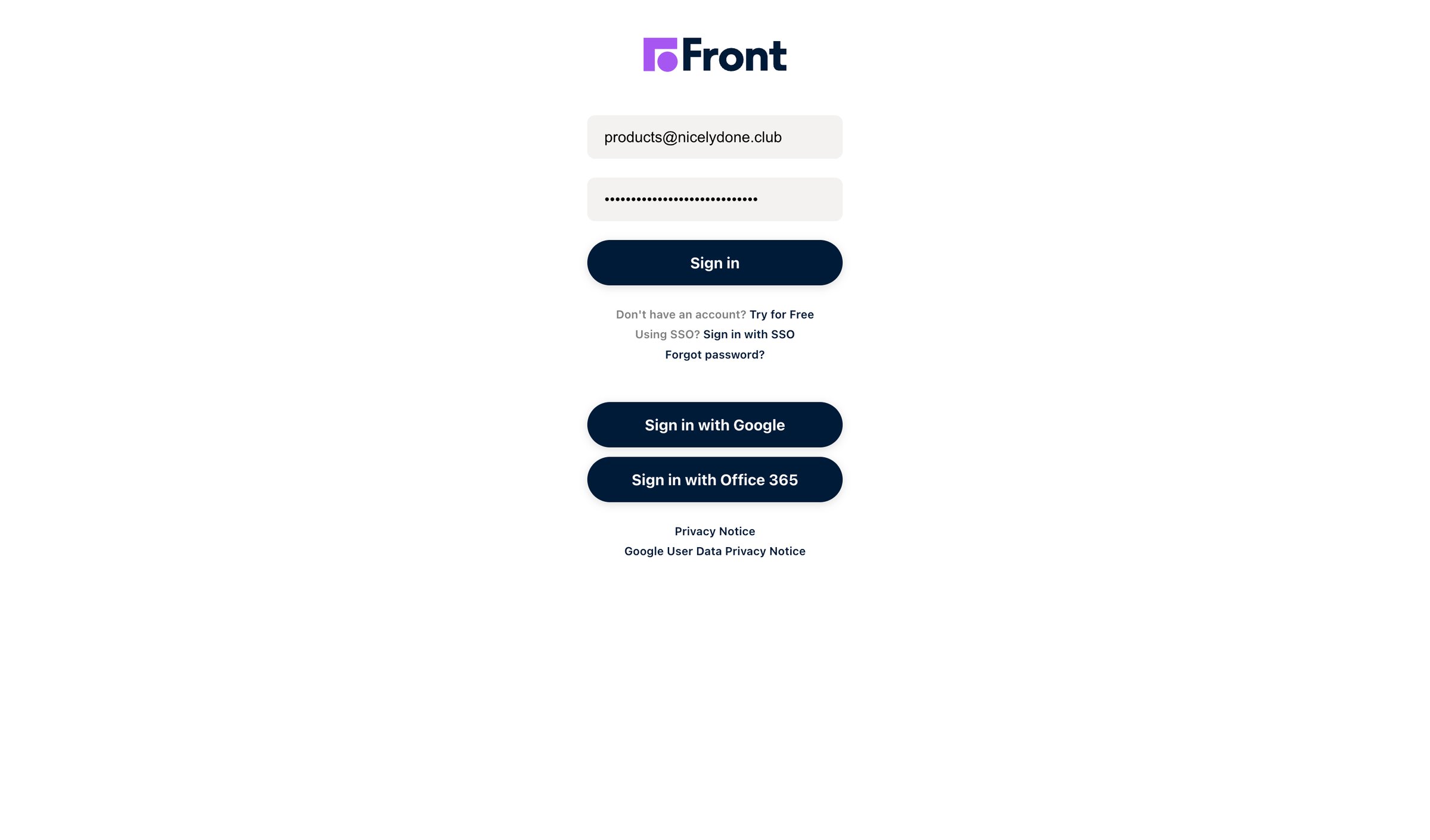 Front screen