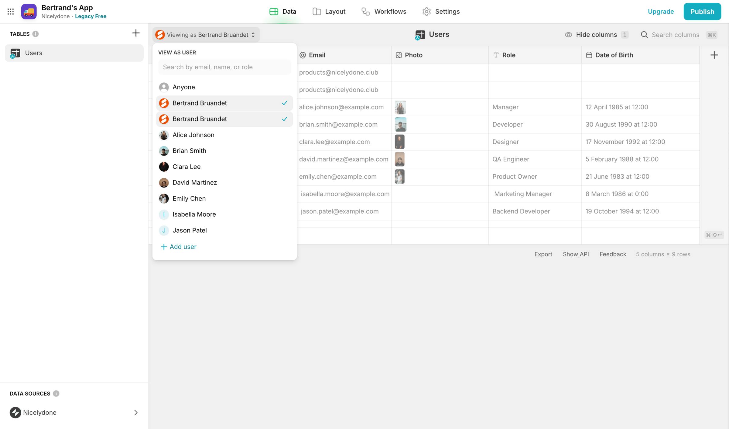 Glide - Bertrand's App · Glide screen