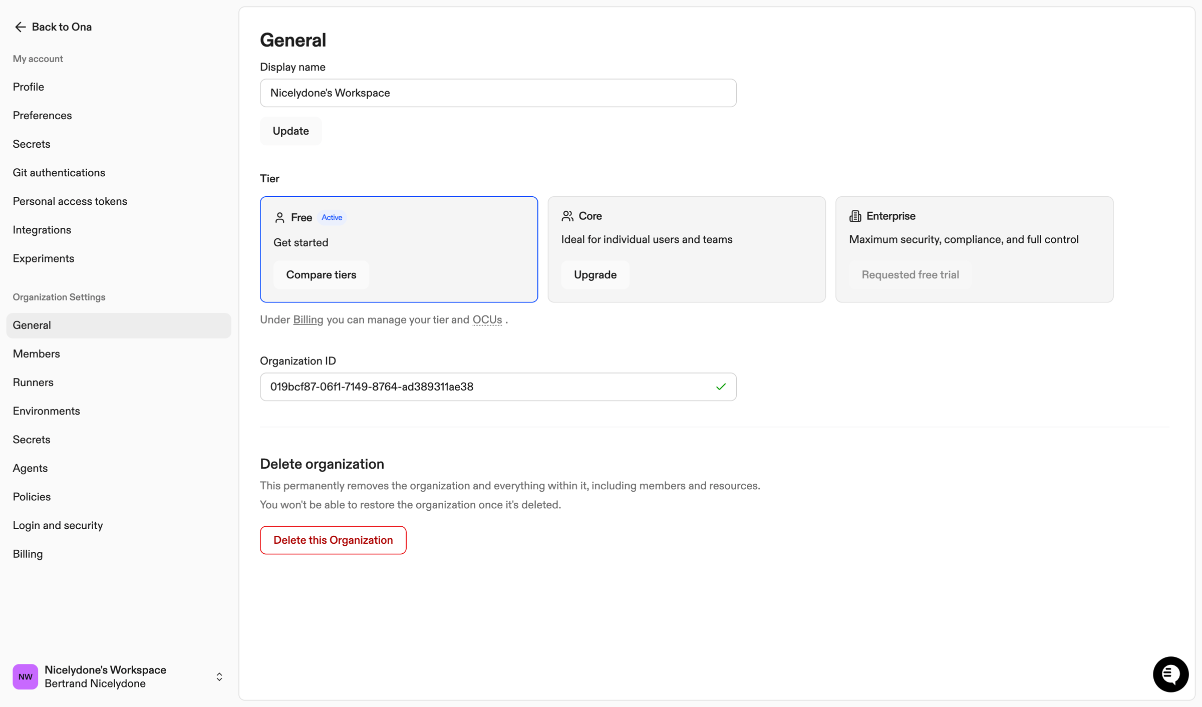 Ona - Manage Organization | Ona screen