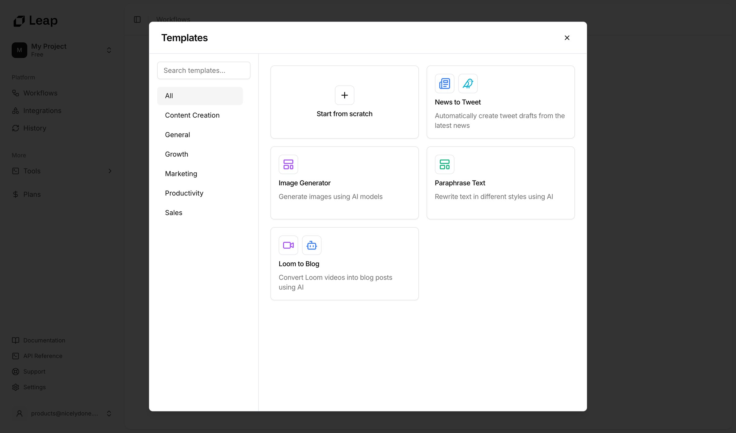 Leap - Leap AI | Automate any workflow with AI screen