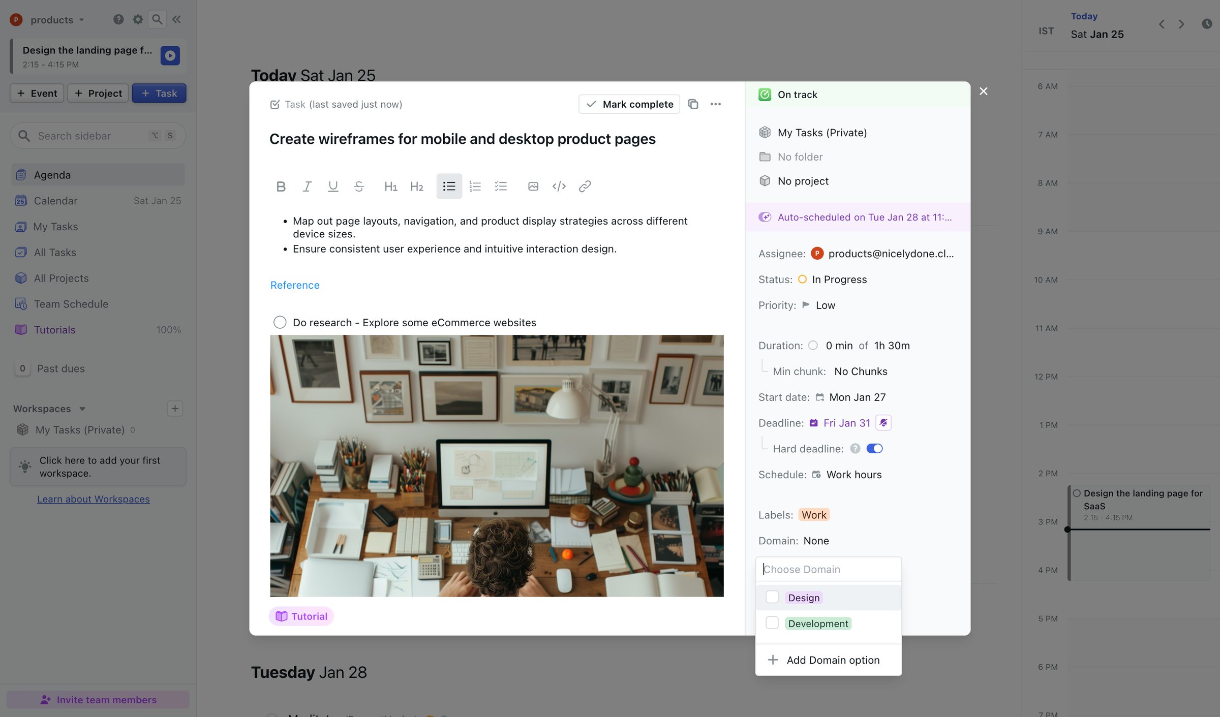Motion - Create wireframes for mobile and desktop product pages - Motion screen