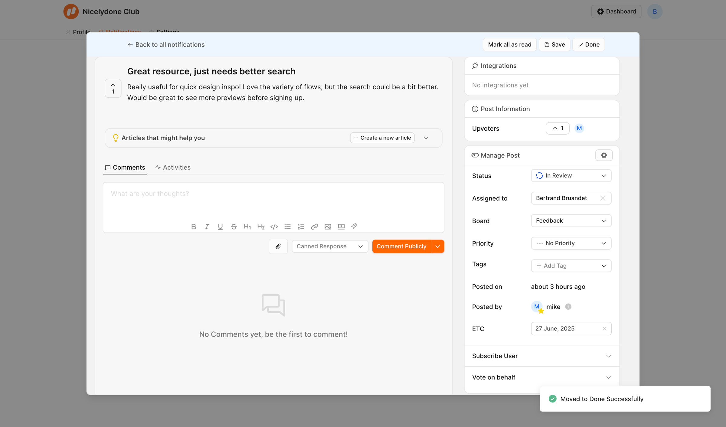 FeatureOS - Great resource, just needs better search | Nicelydone Club screen
