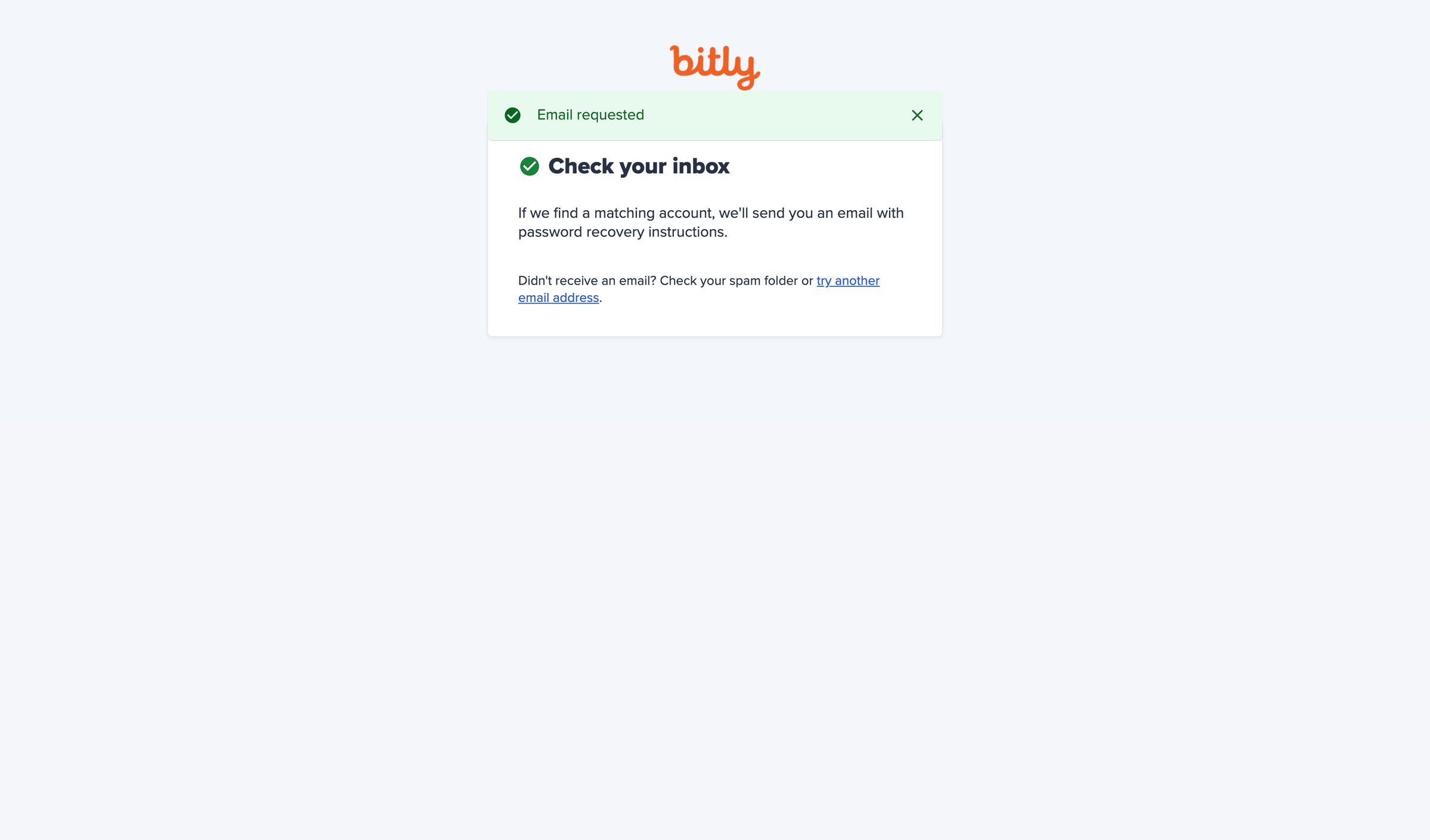 Bitly - Reset Password screen