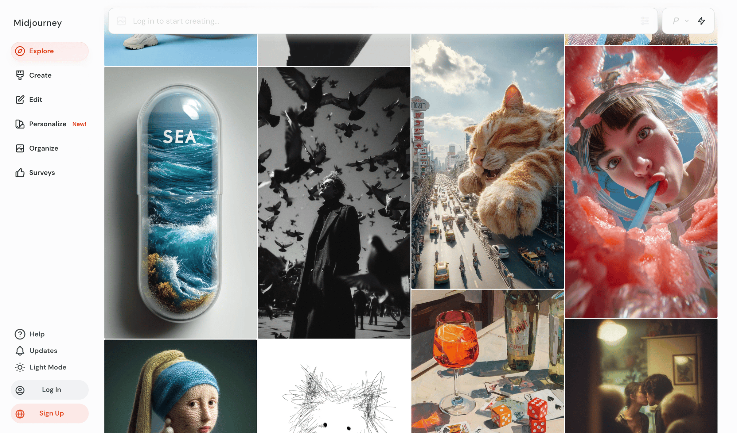 Midjourney - Explore screen